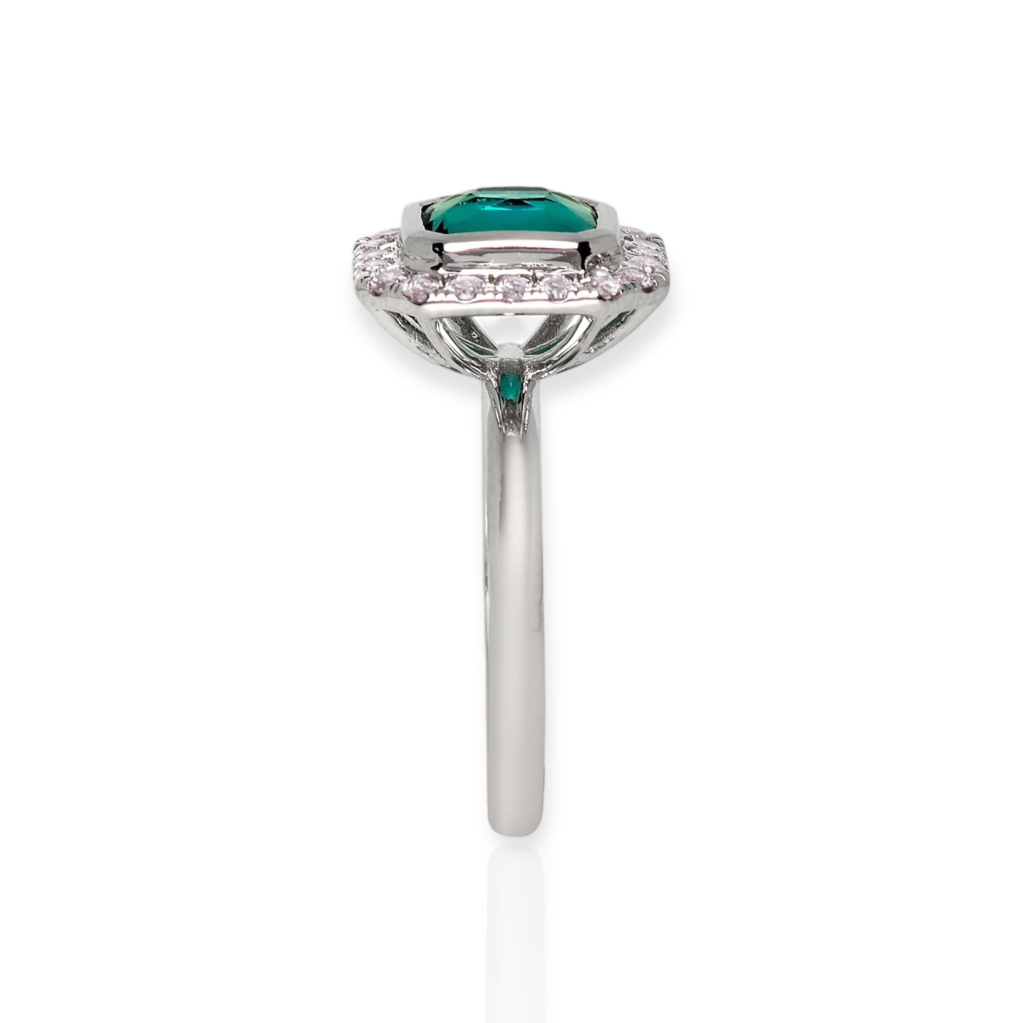 Antiker Verlobungsring, IGI 14K 1,34 natürlicher Turmalin&Rosa Diamanten im Zustand „Neu“ im Angebot in Kaohsiung City, TW