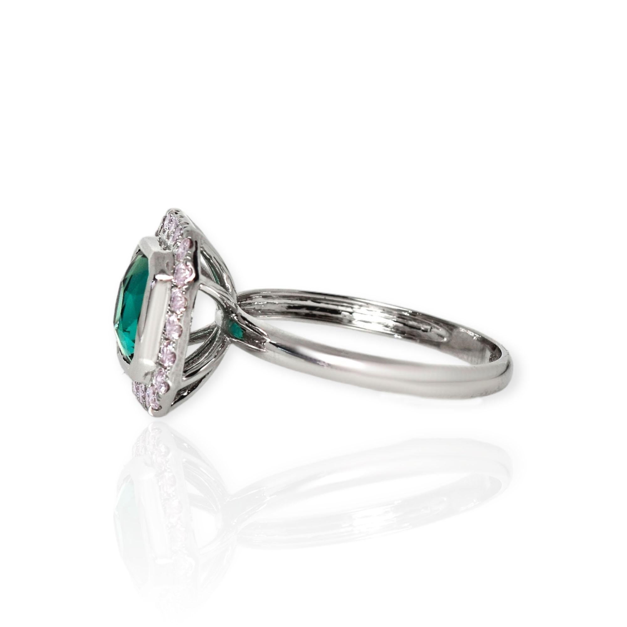 Women's IGI 14K 1.34 Natural Tourmaline&Pink Diamonds Antique Engagement Ring For Sale
