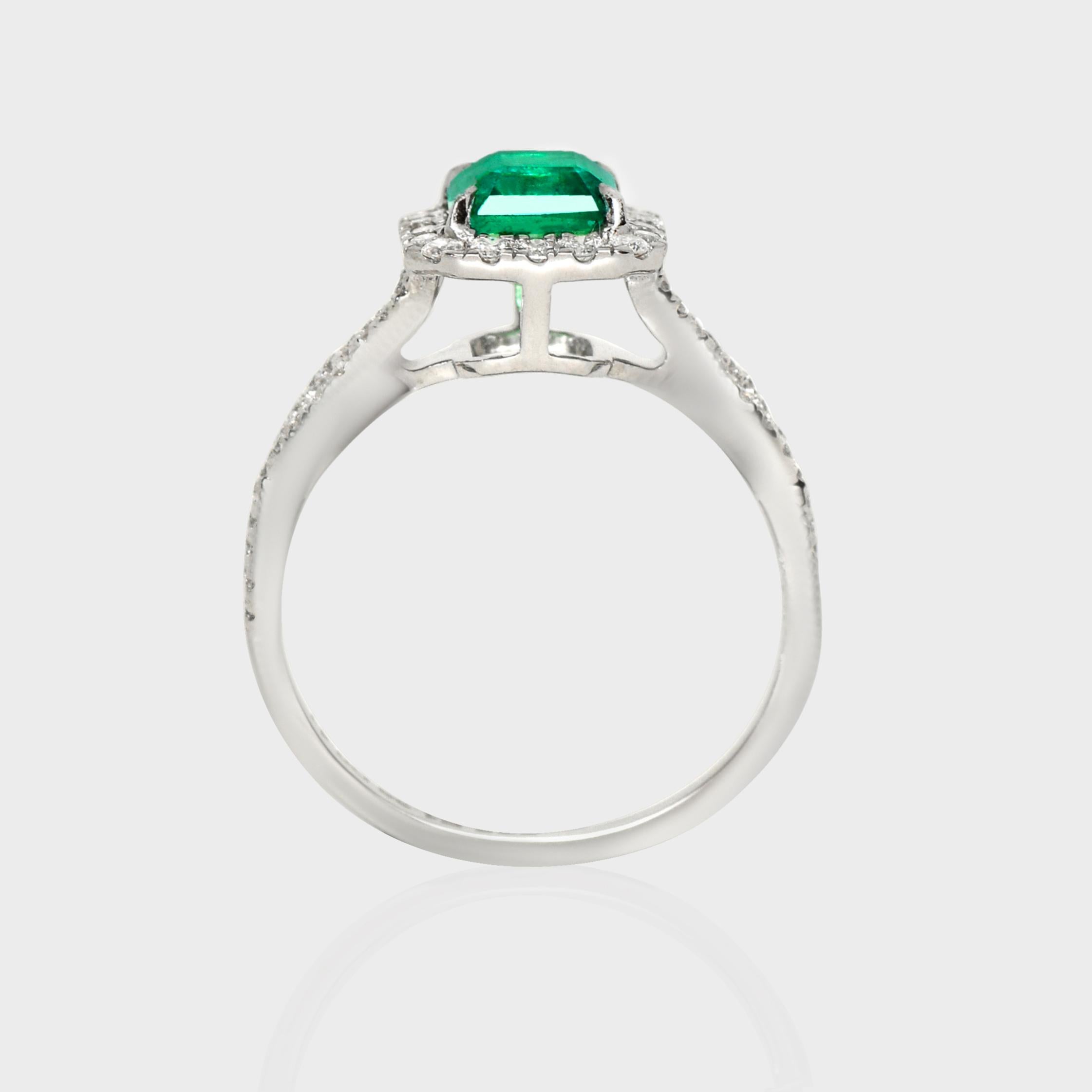 IGI 14K 1.38 Ct Natural Emerald&Diamonds Antique Engagement Ring Neuf - En vente à Kaohsiung City, TW