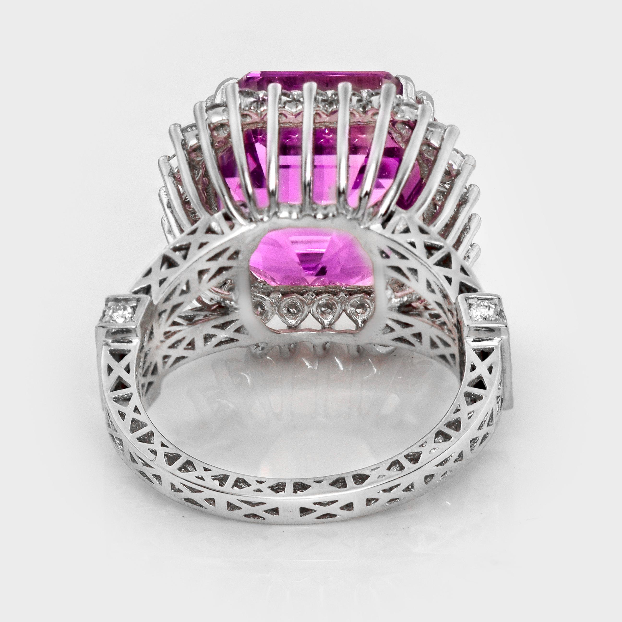 Anello di fidanzamento IGI 14K 14,48 ct Kunzite&Diamante Arte Antiques In condizioni Nuovo in vendita a Kaohsiung City, TW