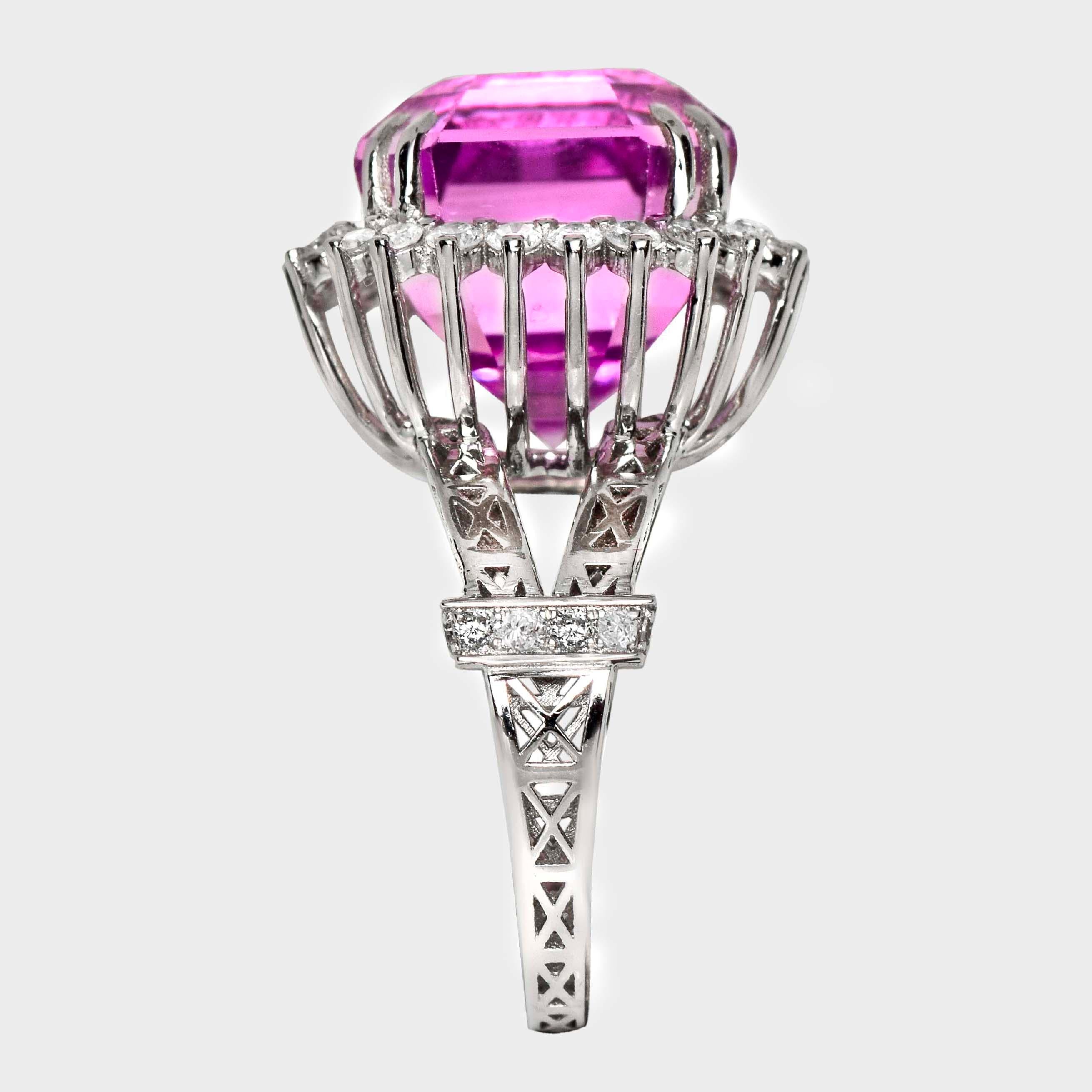Donna Anello di fidanzamento IGI 14K 14,48 ct Kunzite&Diamante Arte Antiques in vendita