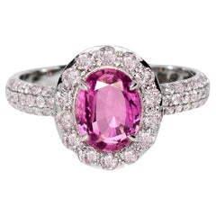 IGI 14K 1.47 ct Unheated Pink Sapphire Antique Art Deco Engagement Ring