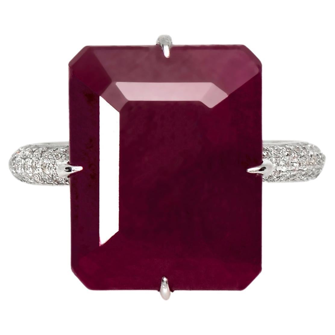 *NRP* IGI 14k 14.90ct Natural Unheated Ruby Antique Art Deco Engagement Ring