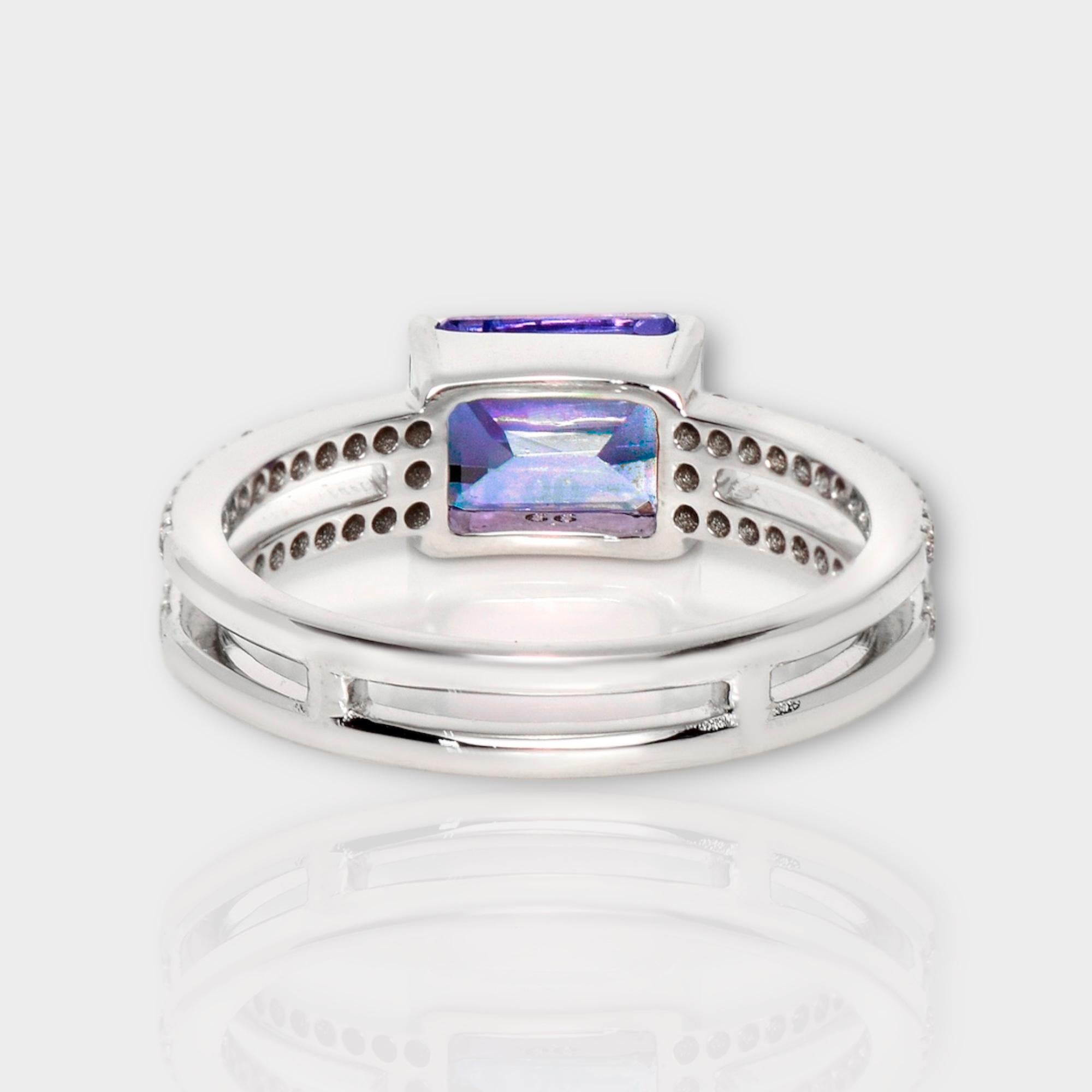 IGI 14K 1.58 ct Tanzanite&Pink Diamond Antiker Art Deco Verlobungsring im Angebot 1