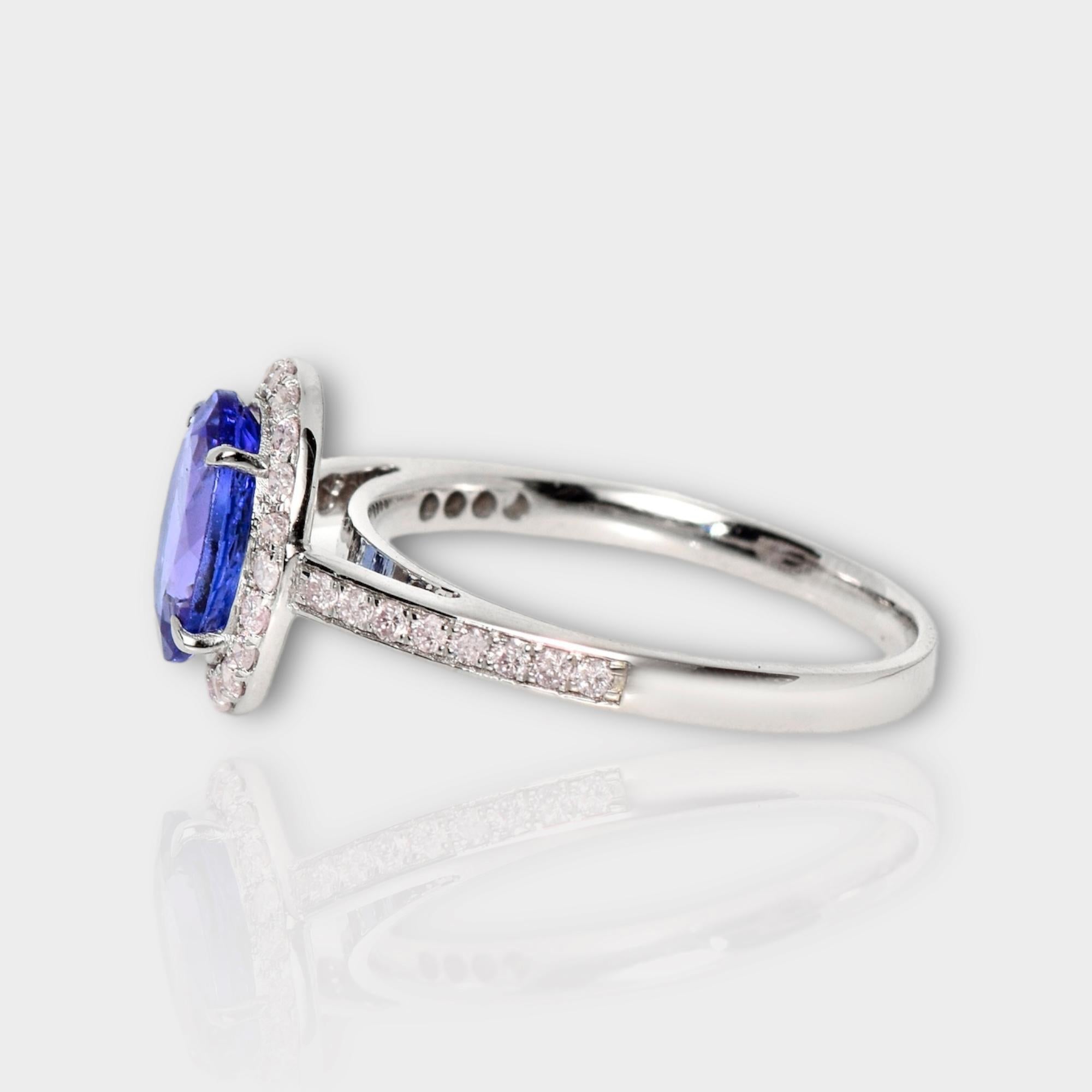 Women's IGI 14K 1.60 ct Tanzanite&Pink Diamond Antique Art Deco Engagement Ring For Sale