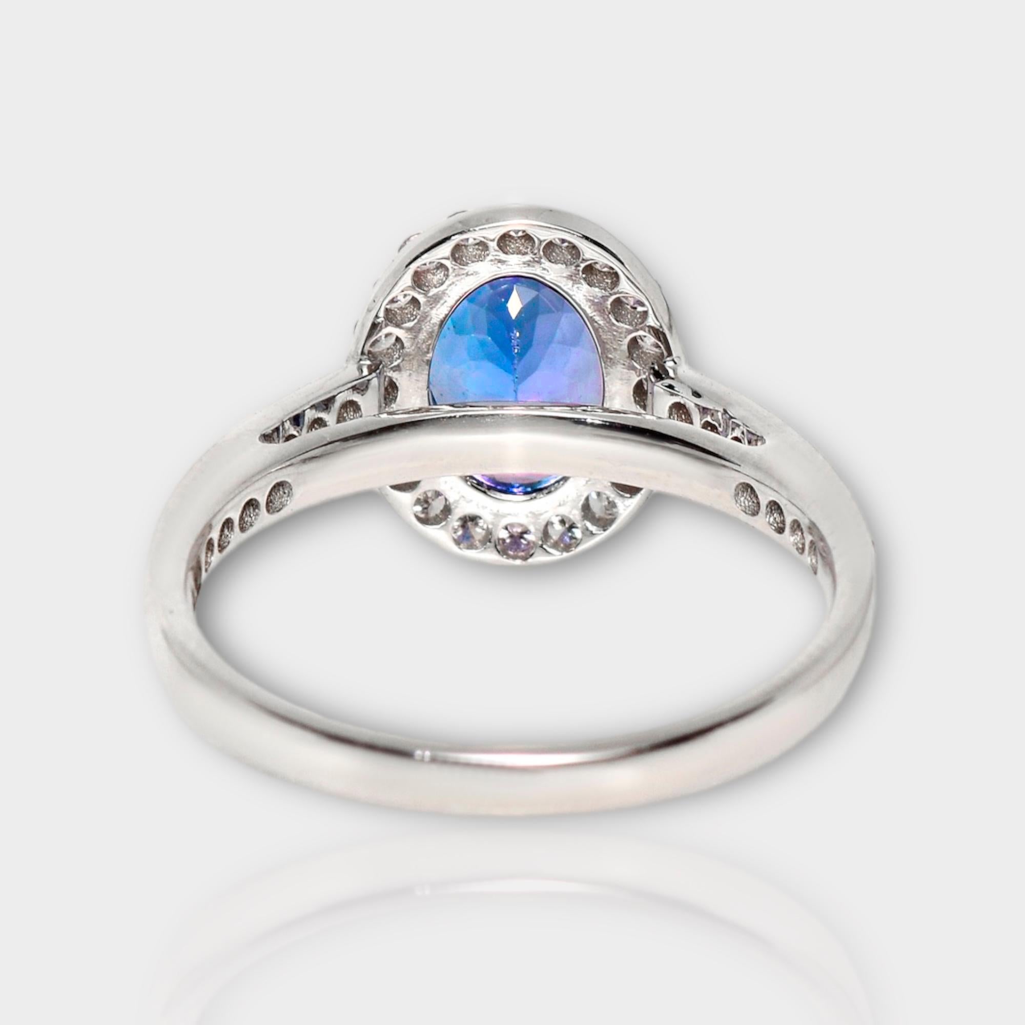 IGI 14K 1.60 ct Tanzanite&Pink Diamond Antique Art Deco Engagement Ring 1
