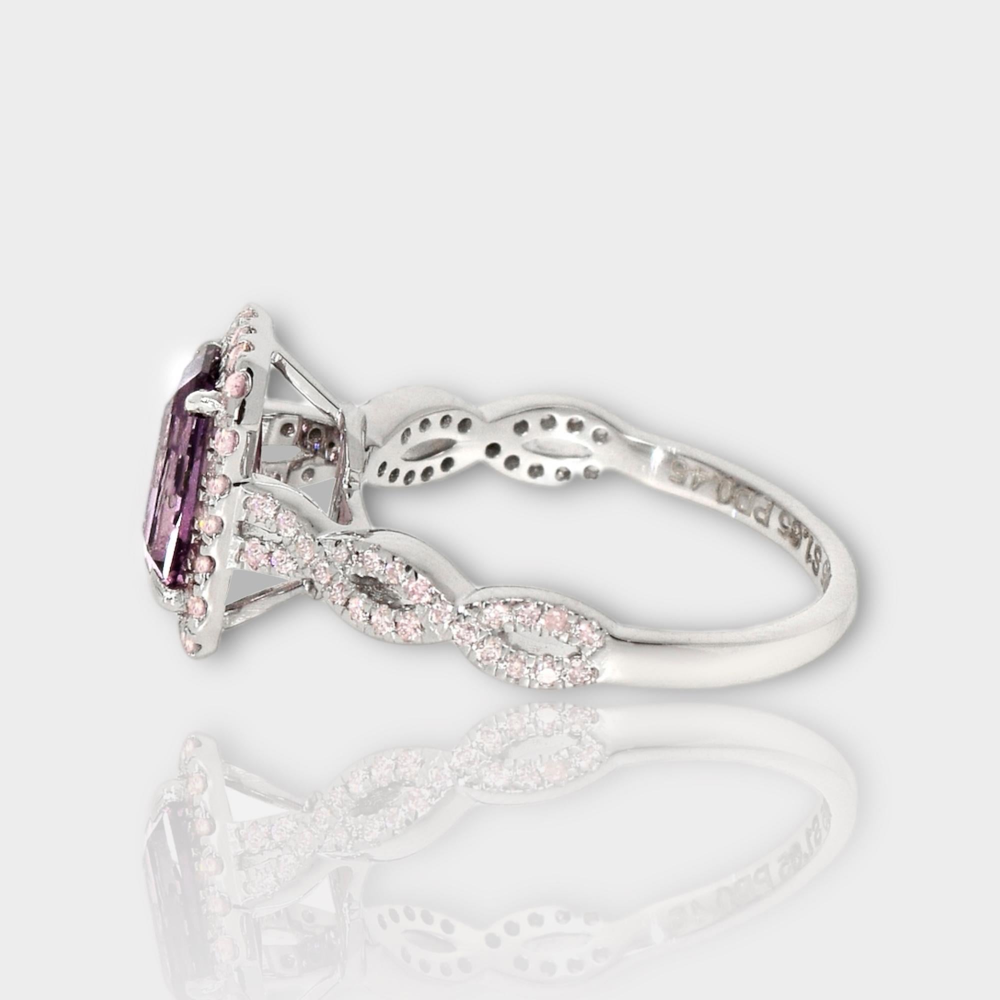 IGI 14K 1.65 Ct Purple Spinel&Pink Diamonds Antique Engagement Ring For Sale 1