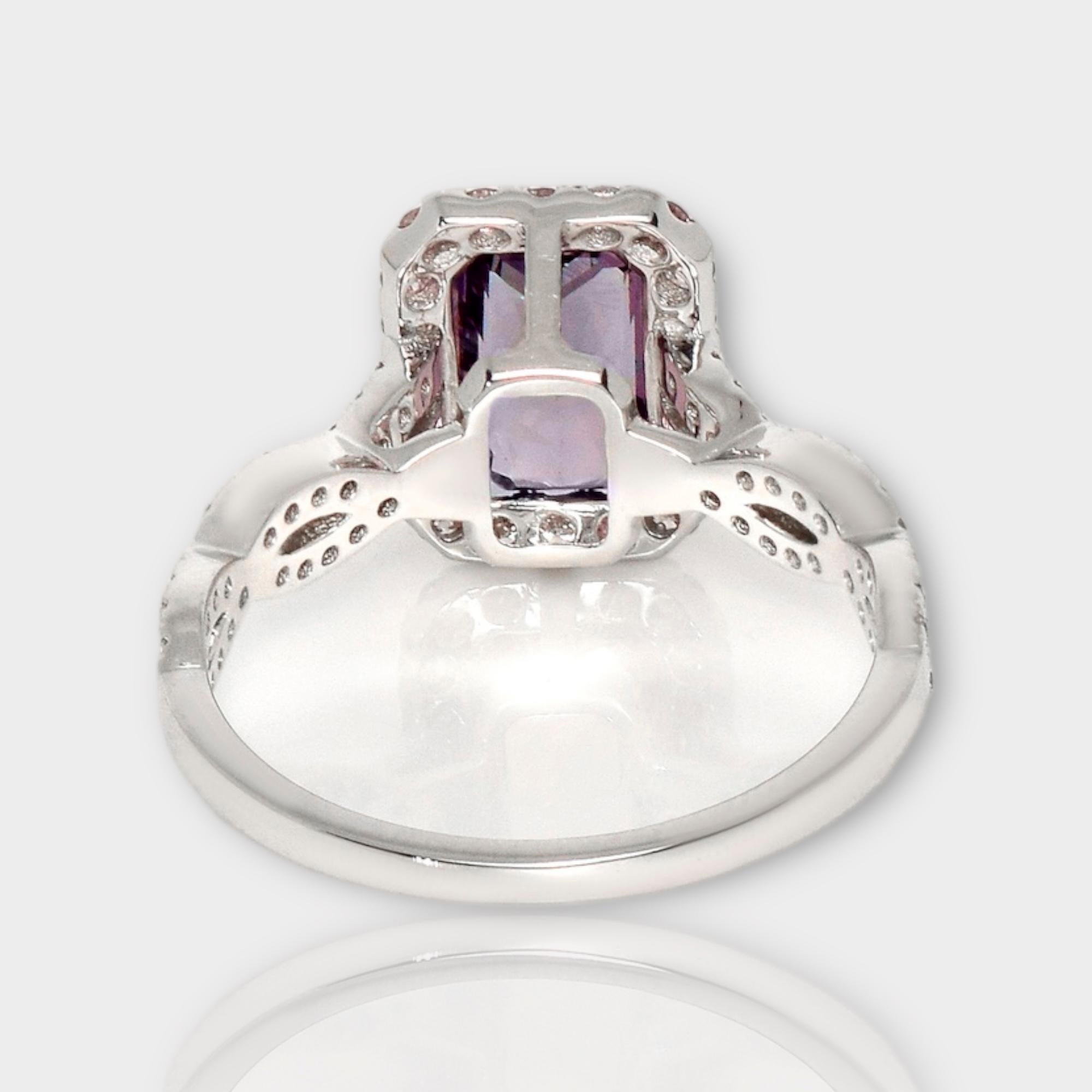 IGI 14K 1.65 Ct Purple Spinel&Pink Diamonds Antique Engagement Ring For Sale 2