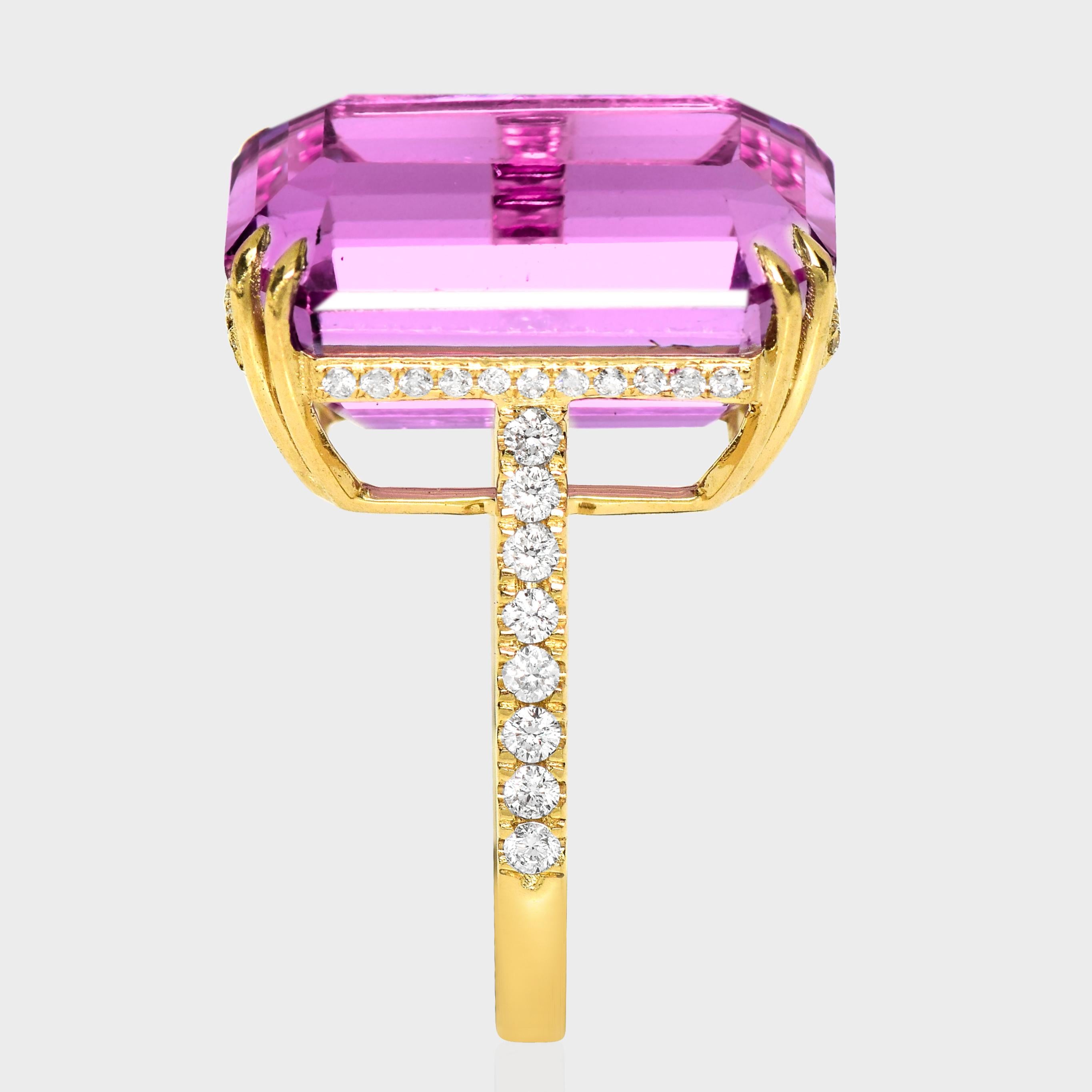 IGI 14K 16,51 ct Kunzita&Diamante Anillo de compromiso Art Decó antiguo en Nuevo estado para la venta en Kaohsiung City, TW