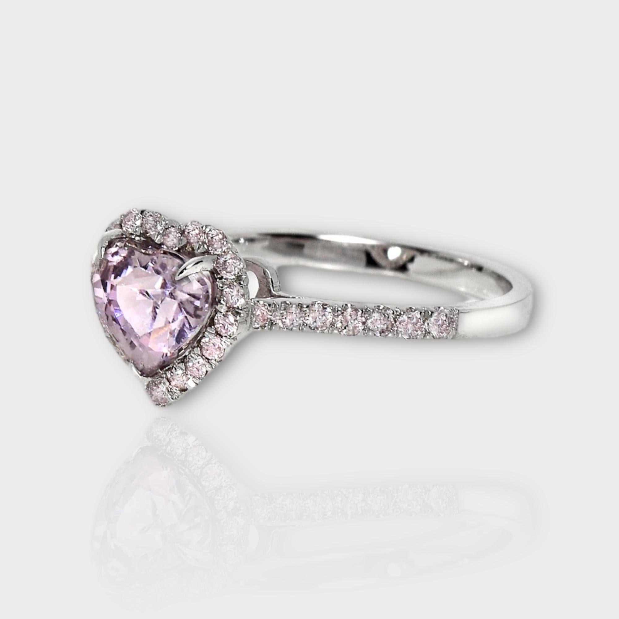IGI 14K 1,73 Karat lila Spinell&Rosa Diamanten Antiker Verlobungsring (Herzschliff)