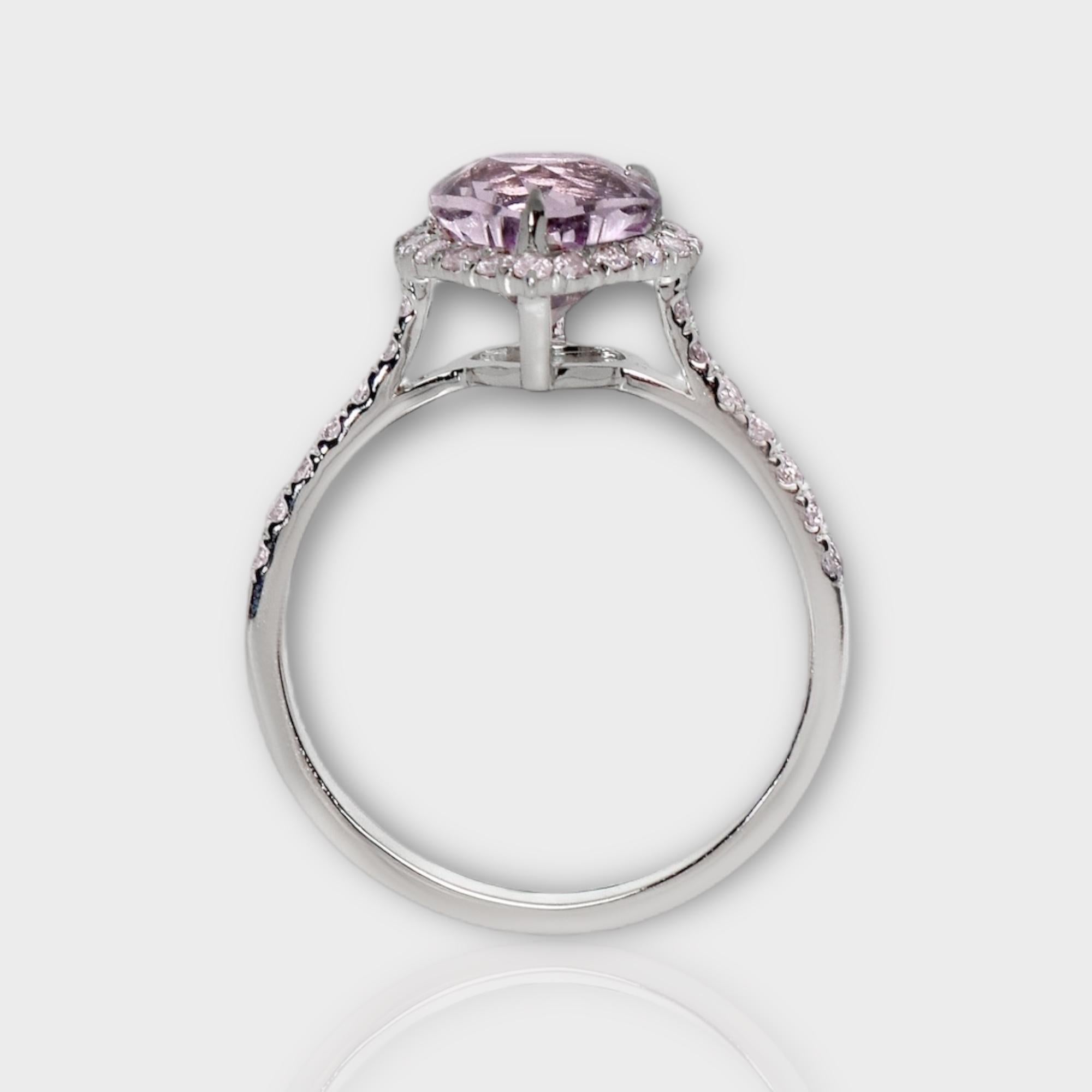 IGI 14K 1.73 Ct Purple Spinel&Pink Diamonds Antique Engagement Ring For Sale 2