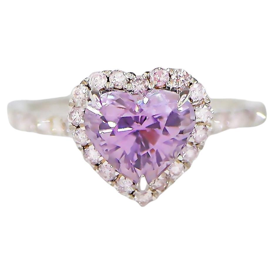 IGI 14K 1.73 Ct Purple Spinel&Pink Diamonds Antique Engagement Ring For Sale