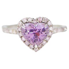 Bague de fiançailles IGI 14K 1.73 Ct Purple Spinel&Pink Diamonds Antique