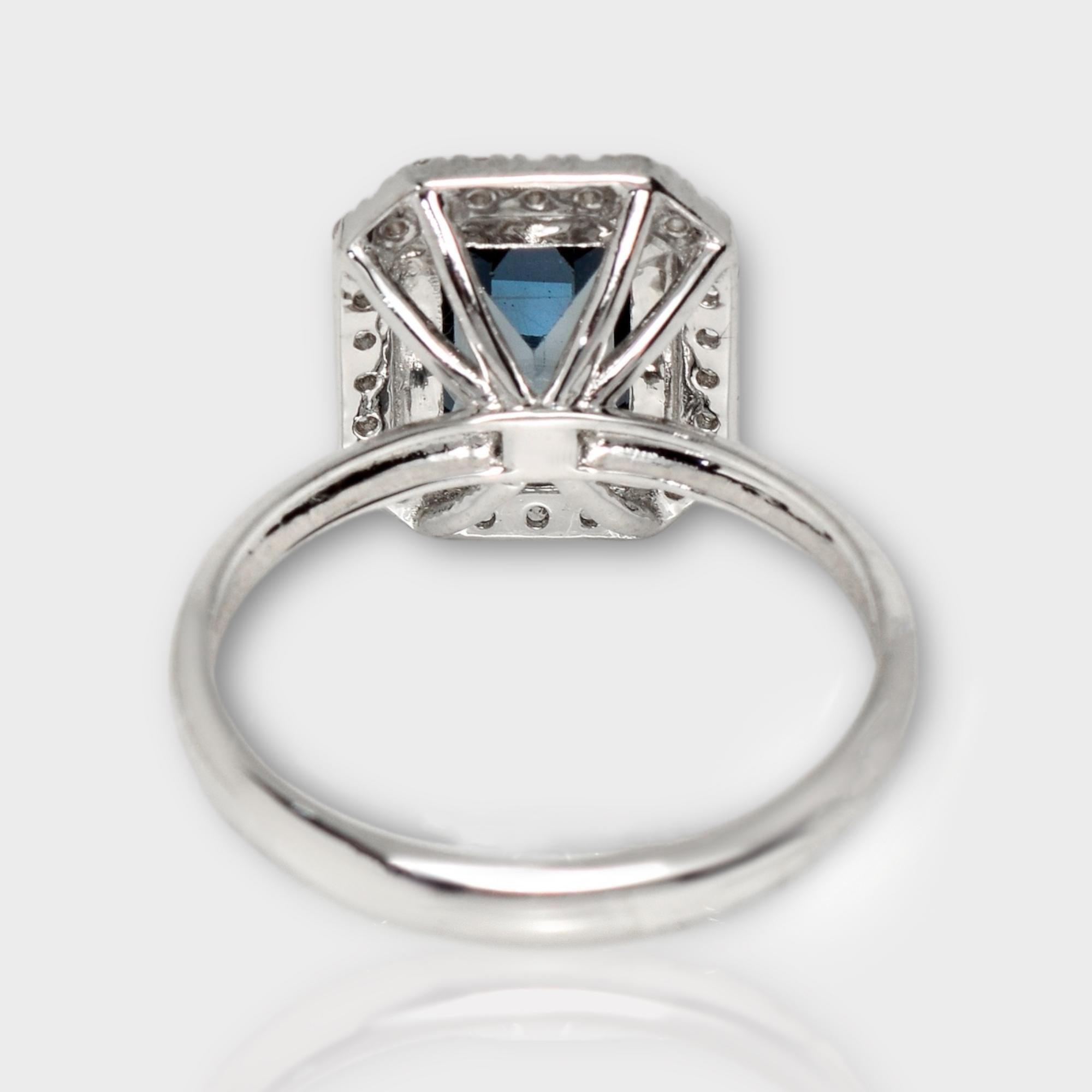 Bague de fiançailles IGI 14K 1.78 Ct Blue Spinel&Pink Diamonds Antique Pour femmes en vente