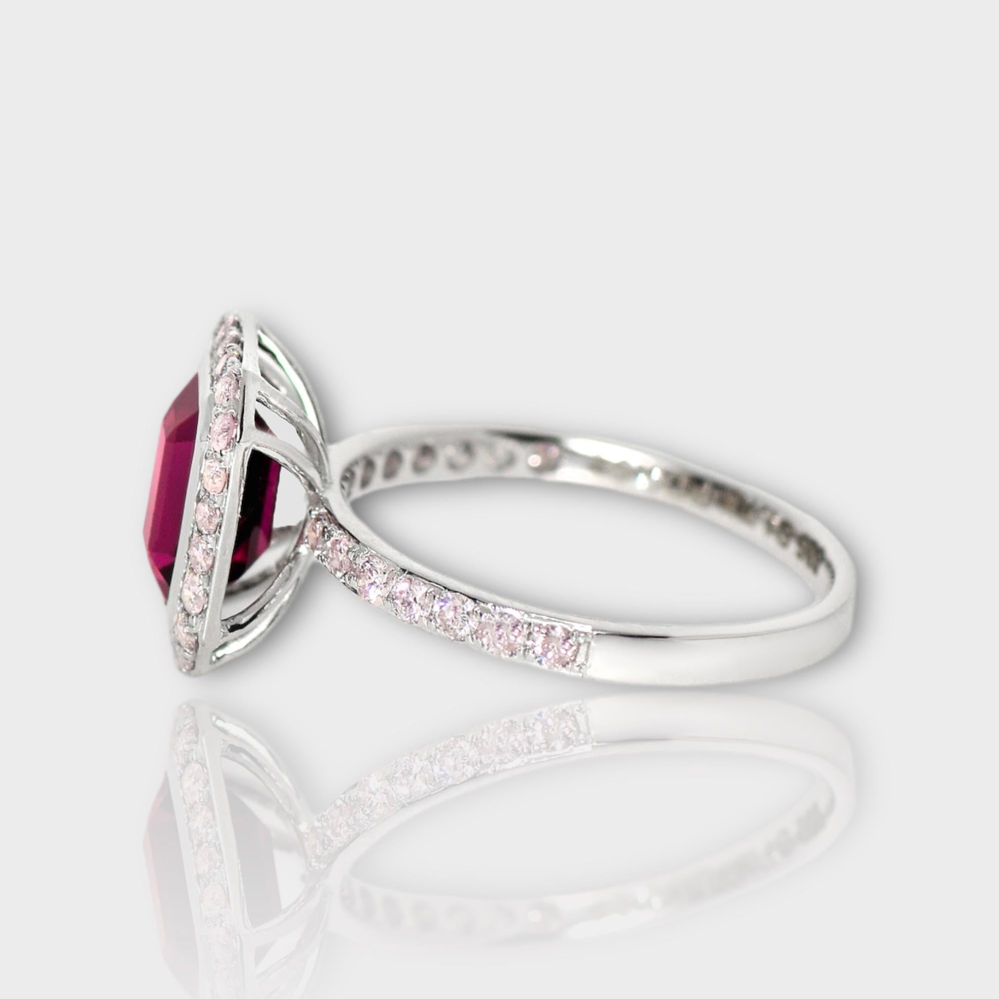 IGI 14K 1.78 Ct Intense Purple Spinel&Pink Diamonds Antique Engagement Ring For Sale 1