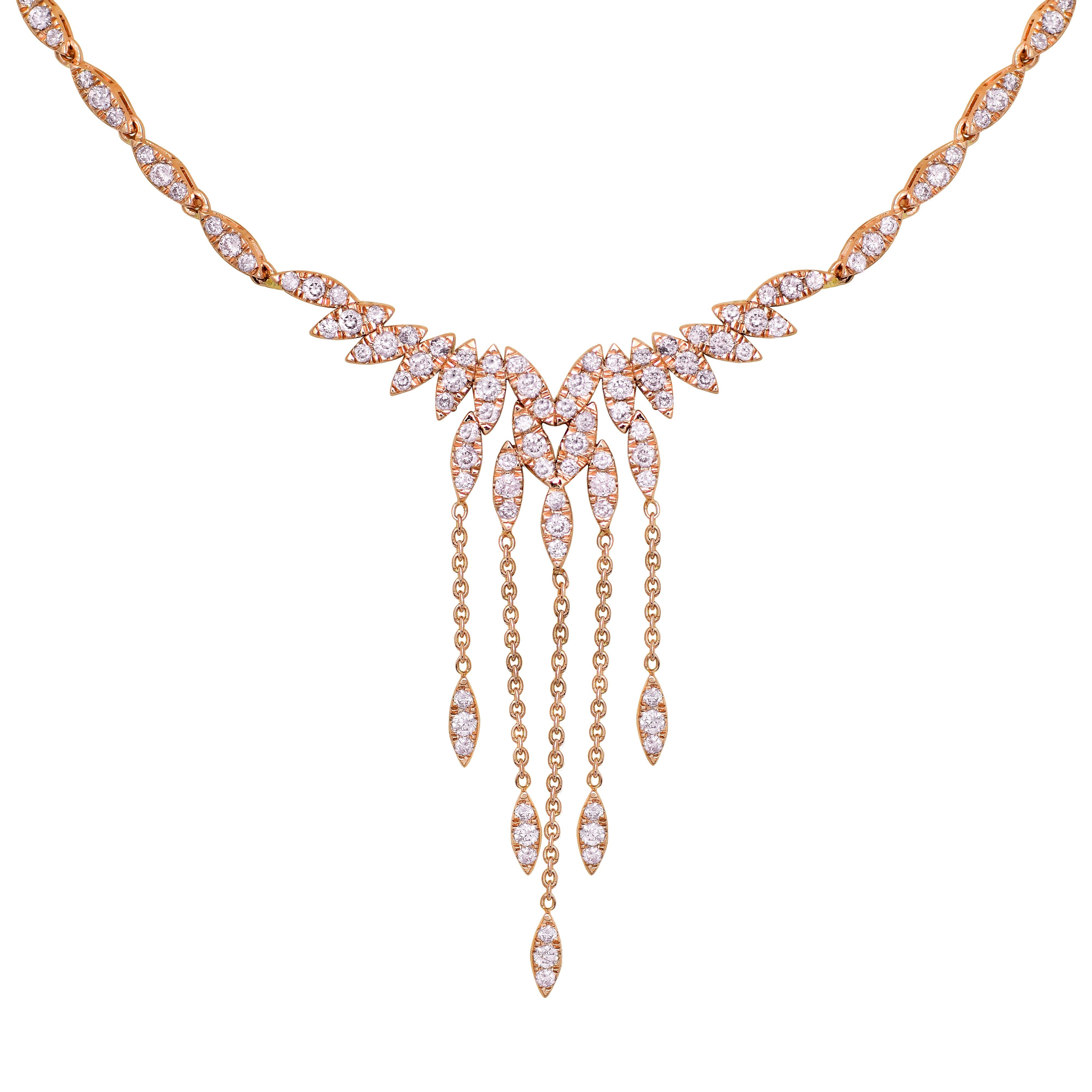 *IGI 14K 1.81 ct Natural Pink Diamonds  Art Deco Design Necklace*

This band features a stunning art deco design crafted from 14K rose gold. It is set with natural pink diamonds weighing 1.81 carats.

This necklace features colorful natural diamonds