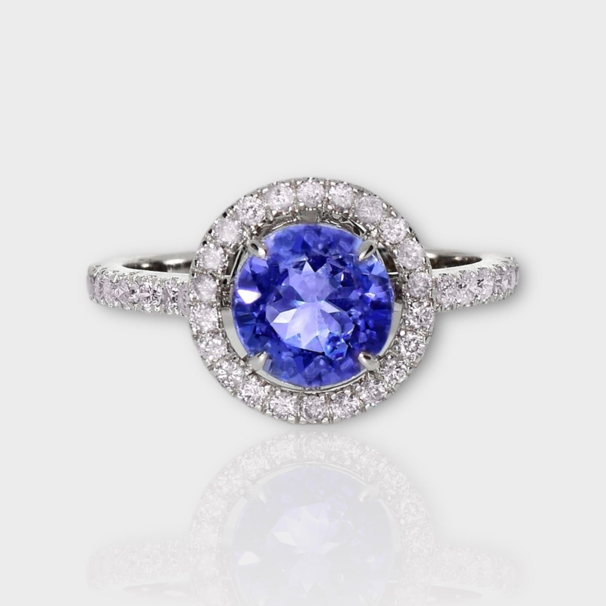 *IGI 14K 1.81 ct Tansanit&Rosa Diamant Antiker Art Deco Stil Verlobungsring*
Der natürliche, intensiv bläulich-violette Tansanit mit einem Gewicht von 1,81 ct ist der Mittelstein, umgeben von natürlichen, rosafarbenen Diamanten mit einem Gewicht von