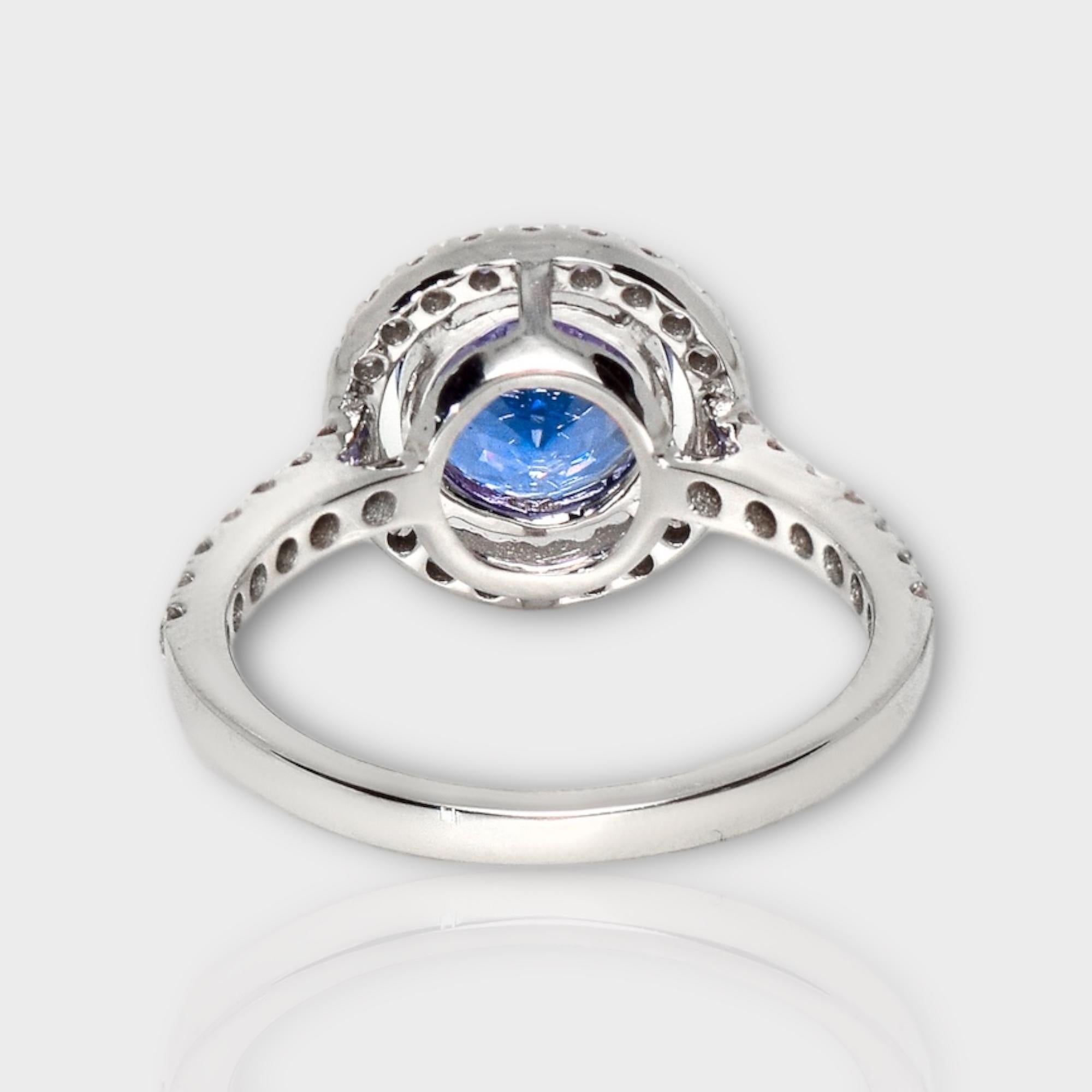 IGI 14K 1.81 ct Tanzanite&Pink Diamond Antique Art Deco Engagement Ring For Sale 1