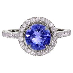 IGI 14K 1.81 ct Tanzanite&Pink Diamond Antique Art Deco Engagement Ring