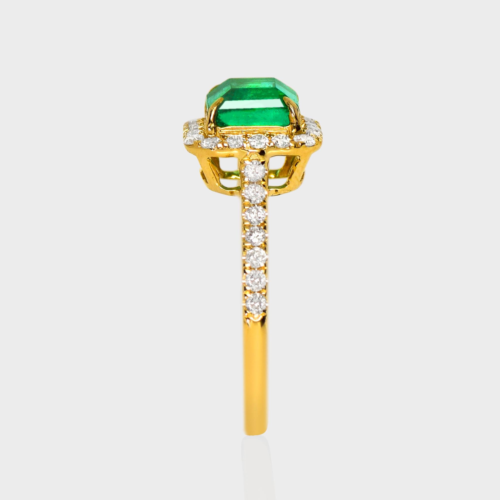 IGI 14K 1.83 Ct Natural Emerald&Diamonds Antique Engagement Ring For Sale 1