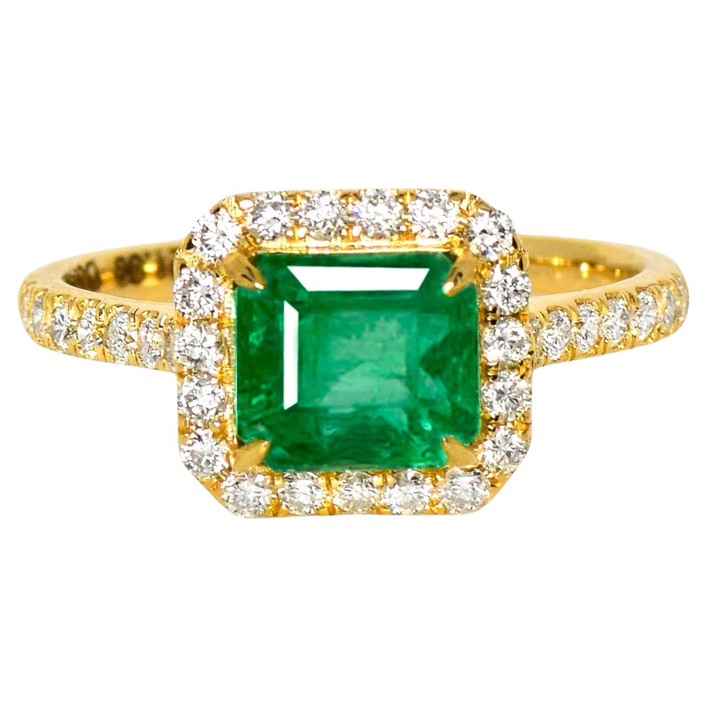 IGI 14K 1.83 Ct Natural Emerald&Diamonds Antique Engagement Ring