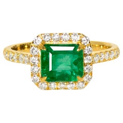 IGI 14K 1.83 Ct Natural Emerald&Diamonds Antique Engagement Ring