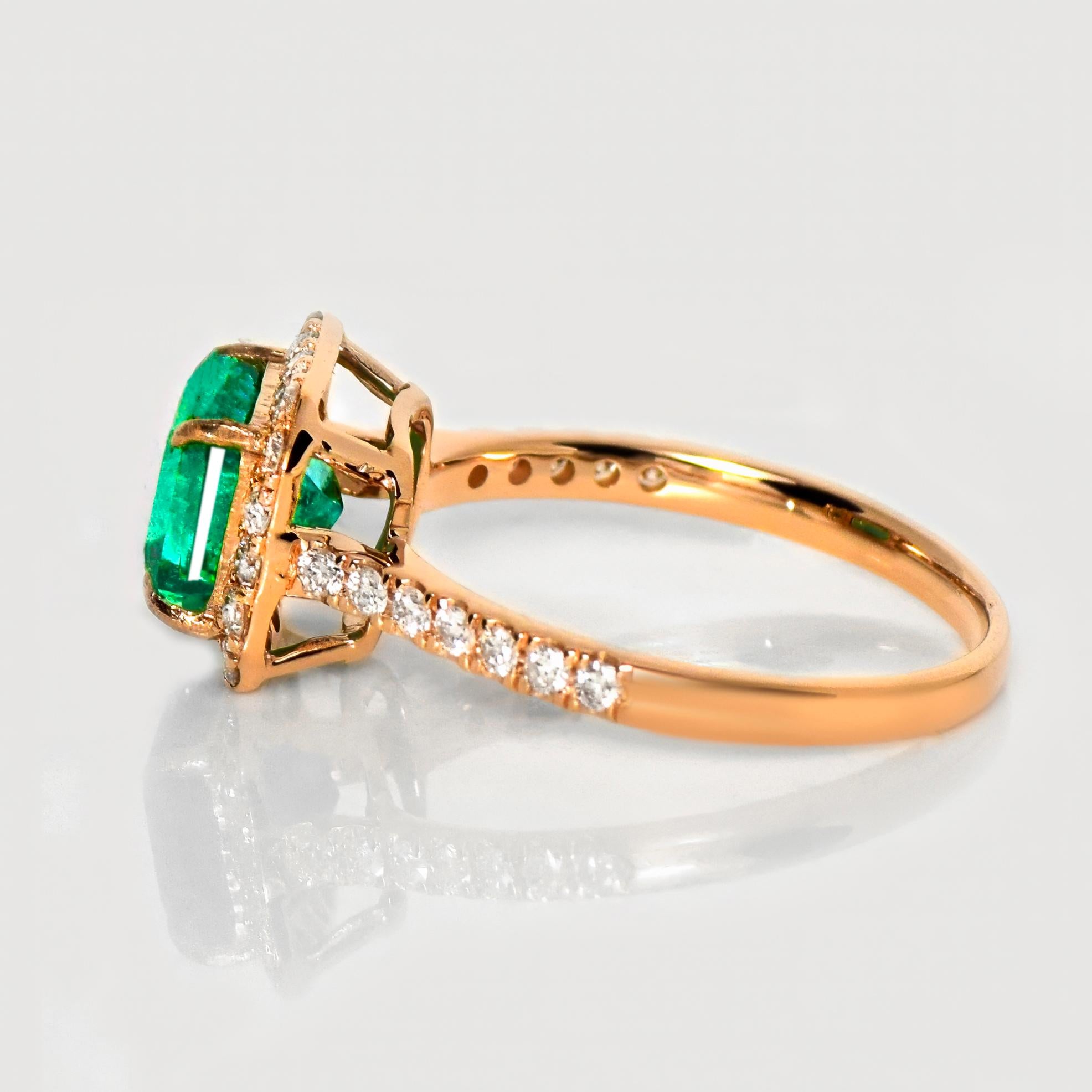 Bague de fiançailles IGI 14K 1.92 Ct Natural Emerald&Diamonds Antique Neuf - En vente à Kaohsiung City, TW
