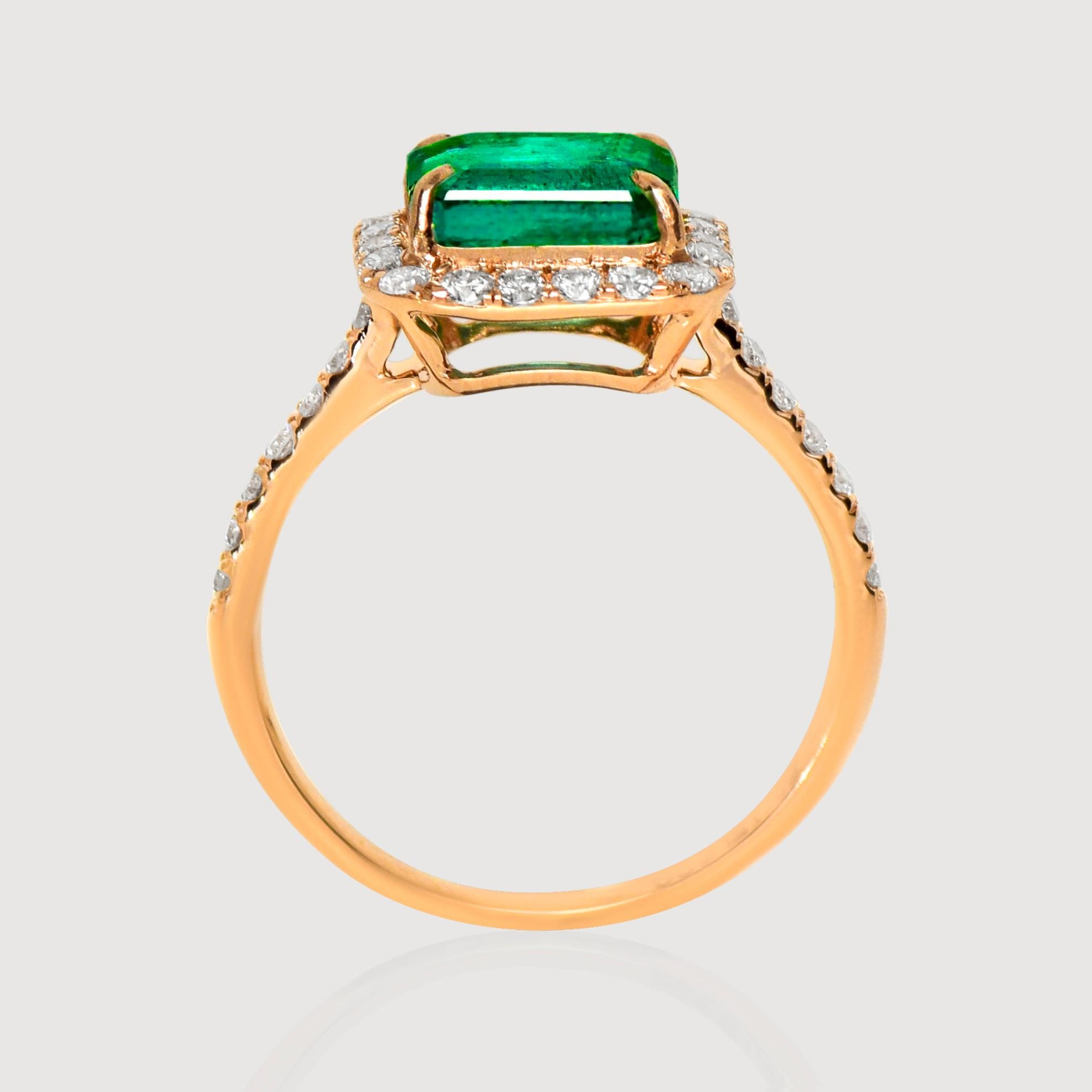 Bague de fiançailles IGI 14K 1.92 Ct Natural Emerald&Diamonds Antique Pour femmes en vente