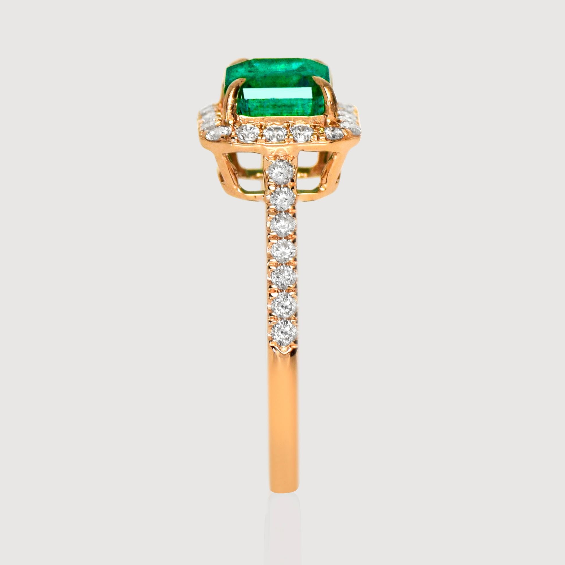 Bague de fiançailles IGI 14K 1.92 Ct Natural Emerald&Diamonds Antique en vente 1