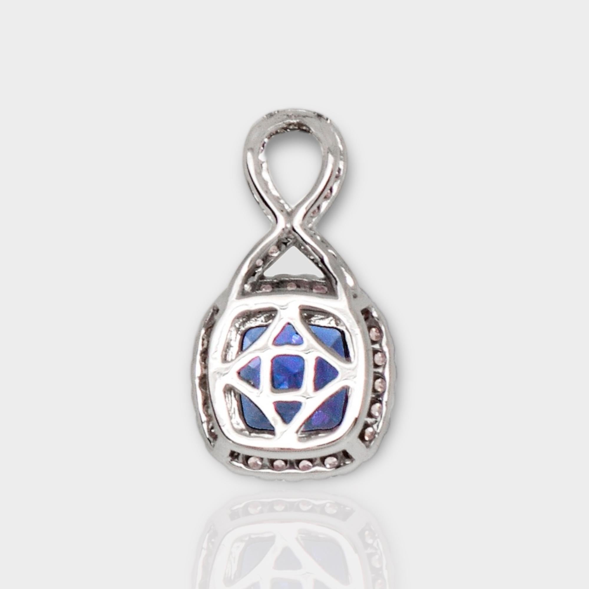 Women's or Men's IGI 14K 2.08 ct Tanzanite&Pink Diamond Antique Pendant Necklace For Sale