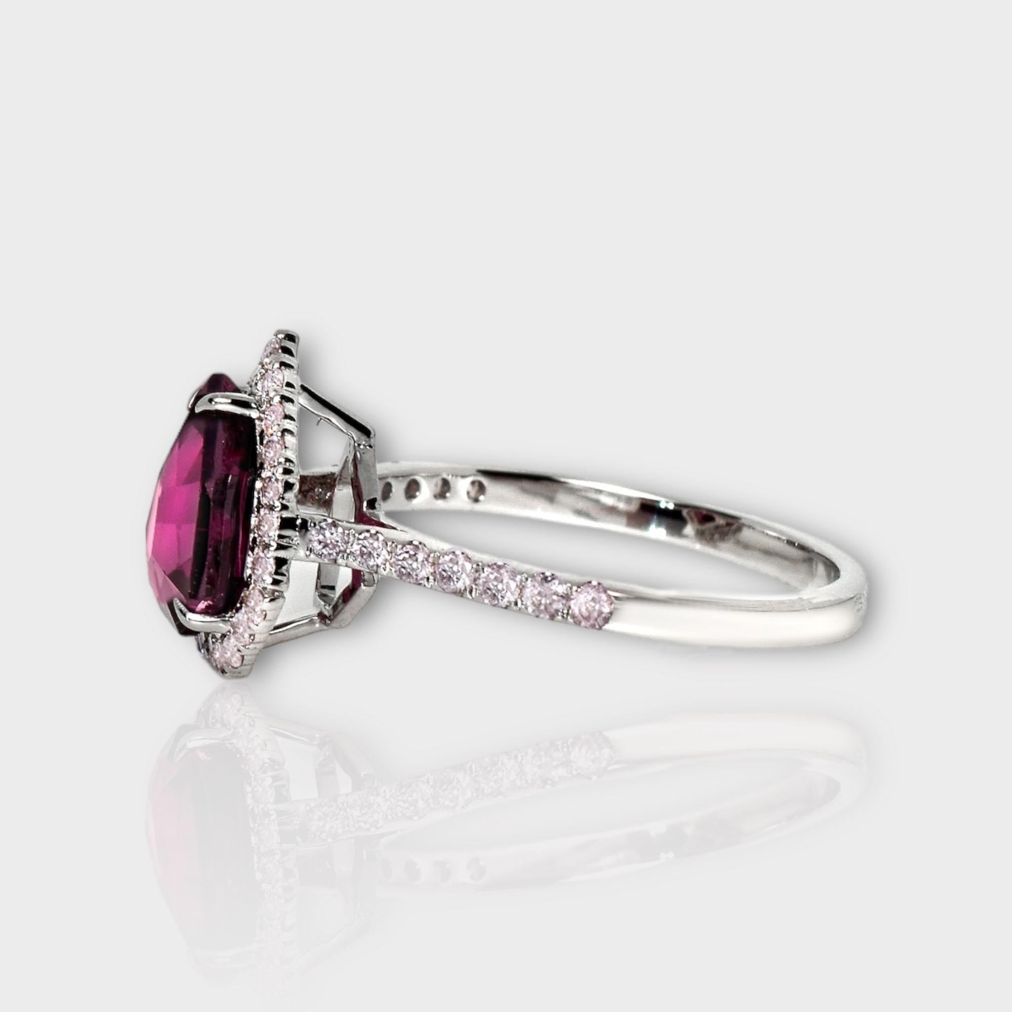 IGI 14K 2.10 Ct Purple Spinel&Pink Diamonds Antique Engagement Ring In New Condition For Sale In Kaohsiung City, TW