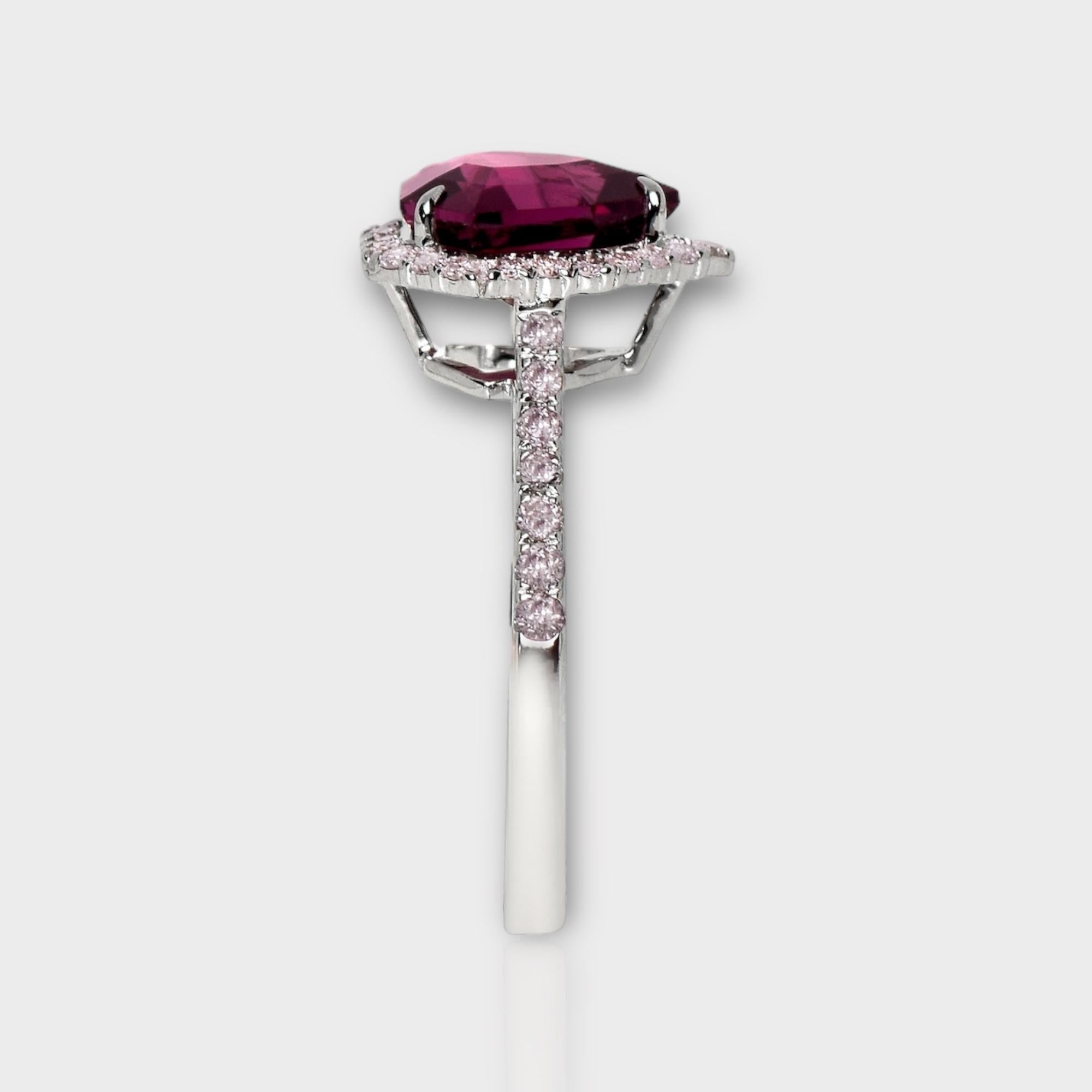 Antiker Verlobungsring, IGI 14K 2,10 Karat lila Spinell&Rosa Diamanten im Angebot 1