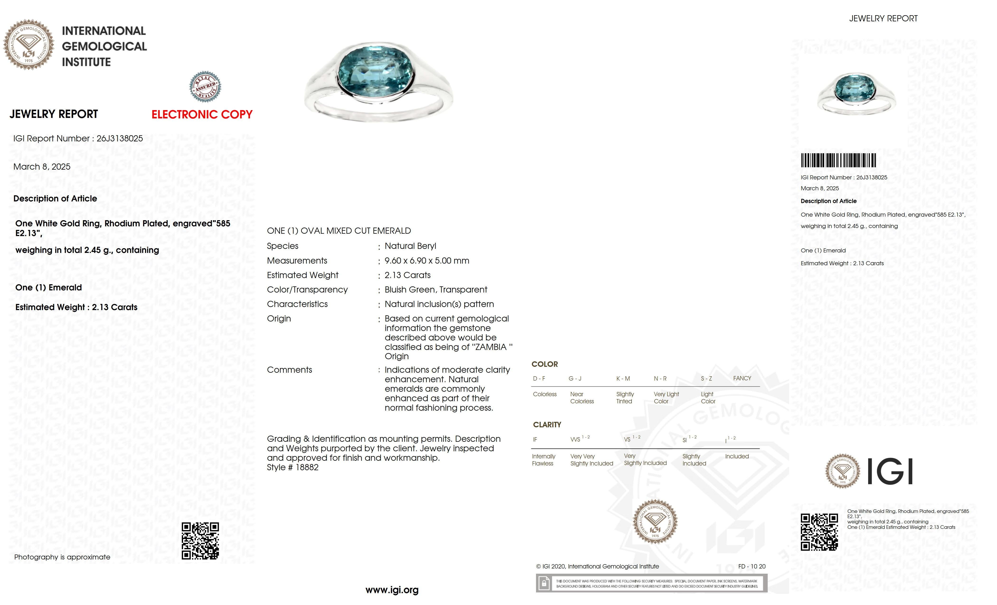 IGI 14K 2.13 Ct Natural Emerald Antique Engagement Ring For Sale 2