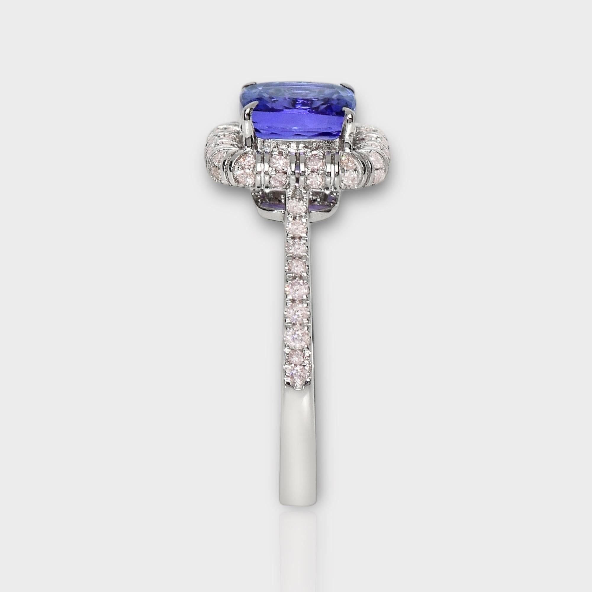 IGI 14K 2.13 ct Tanzanite&Pink Diamond Antique Art Deco Engagement Ring In New Condition For Sale In Kaohsiung City, TW