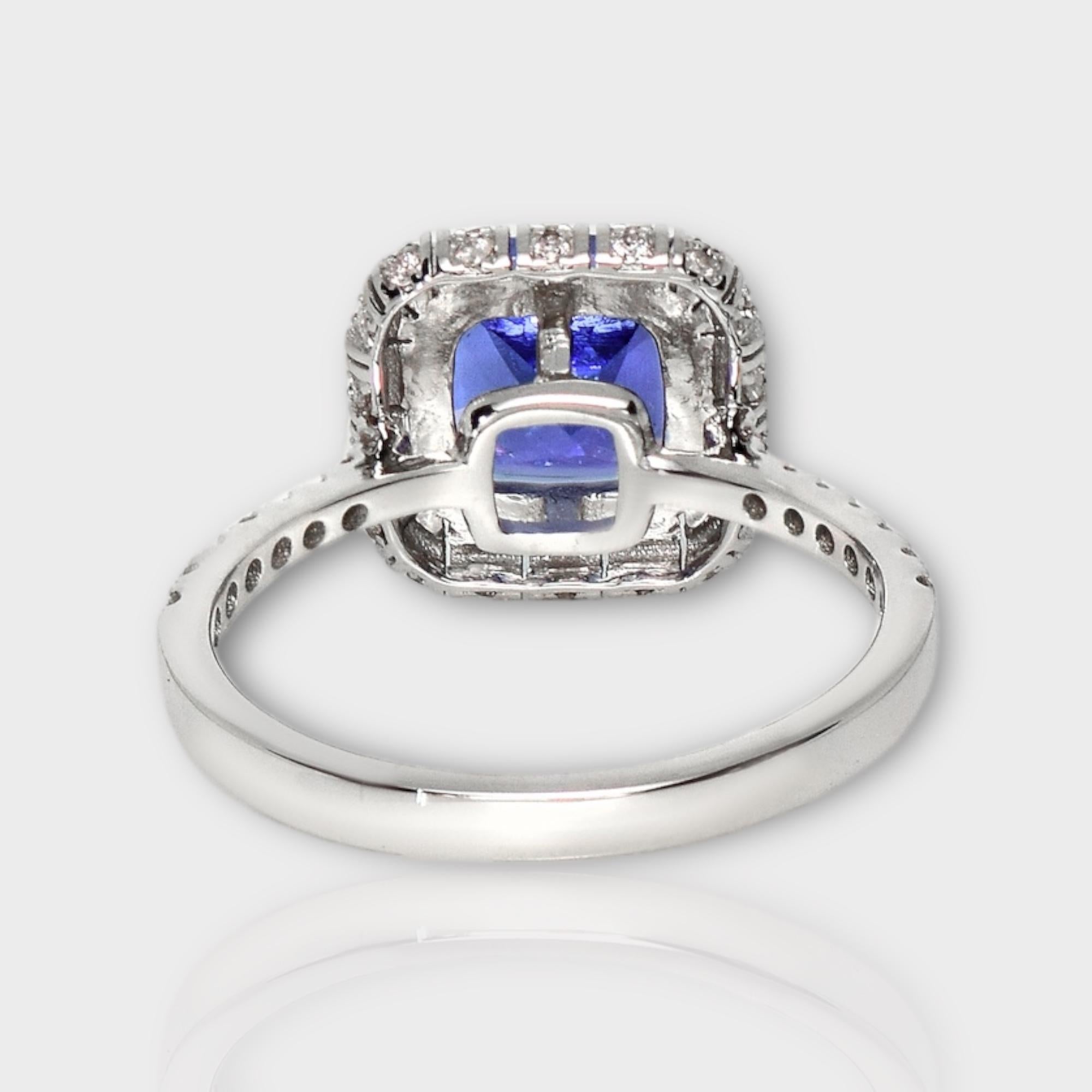 IGI 14K 2.13 ct Tanzanite&Pink Diamond Antique Art Deco Engagement Ring For Sale 1