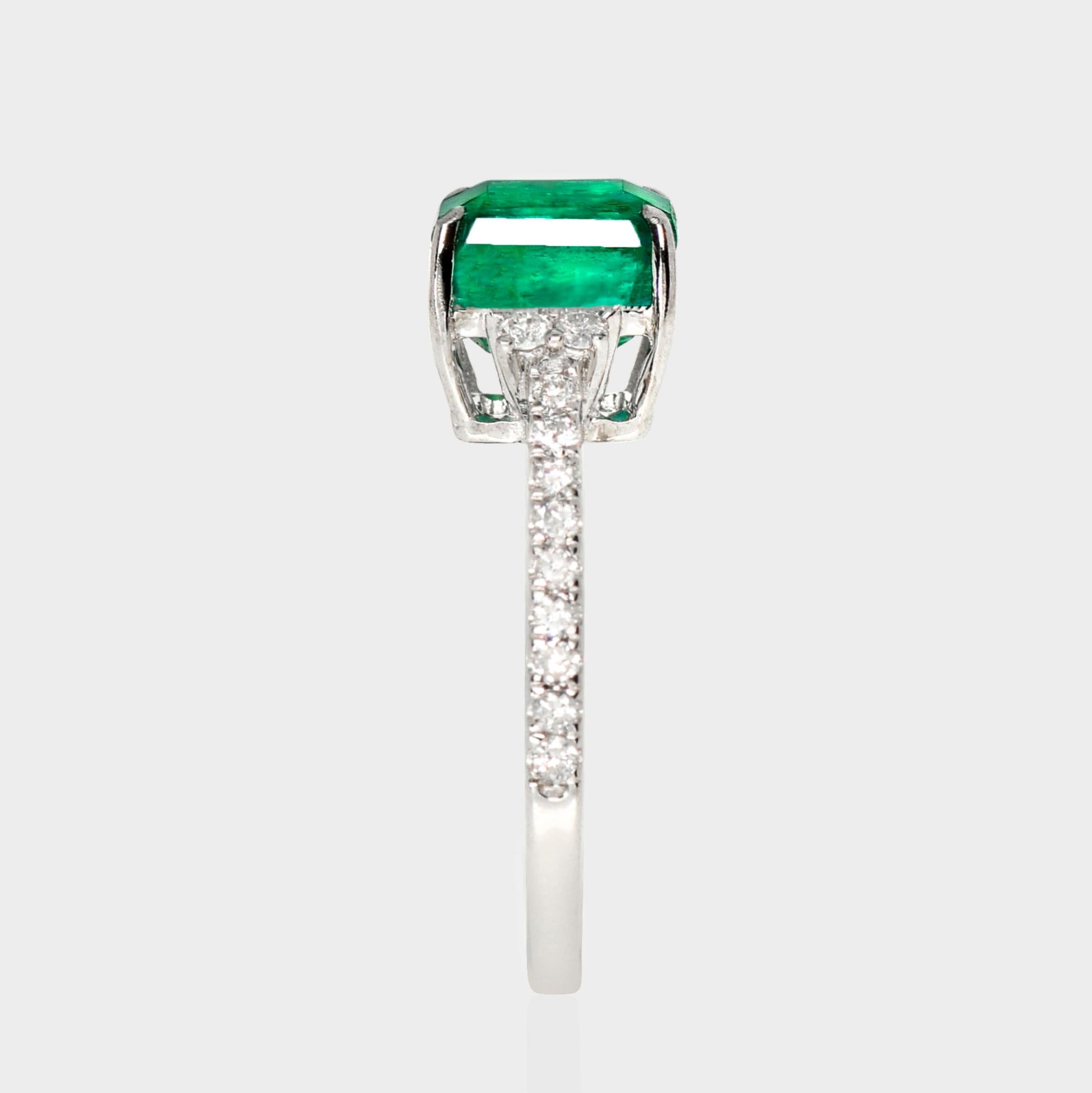De las mujeres IGI 14K 2.26 Ct Esmeralda Natural&Diamantes Anillo de Compromiso Antiguo en venta