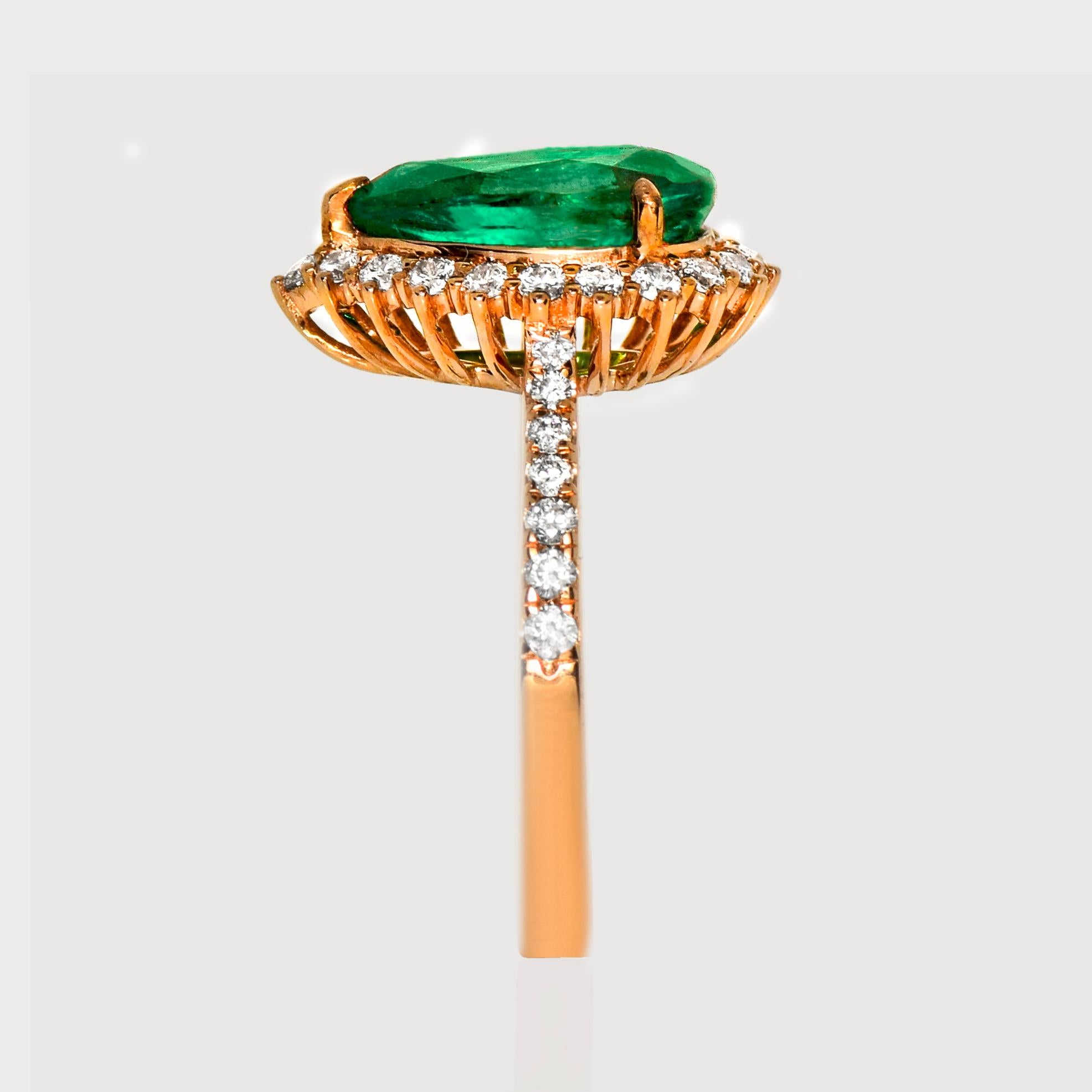 IGI 14K 2.28 Ct Natural Emerald&Diamonds Antique Engagement Ring For Sale 1