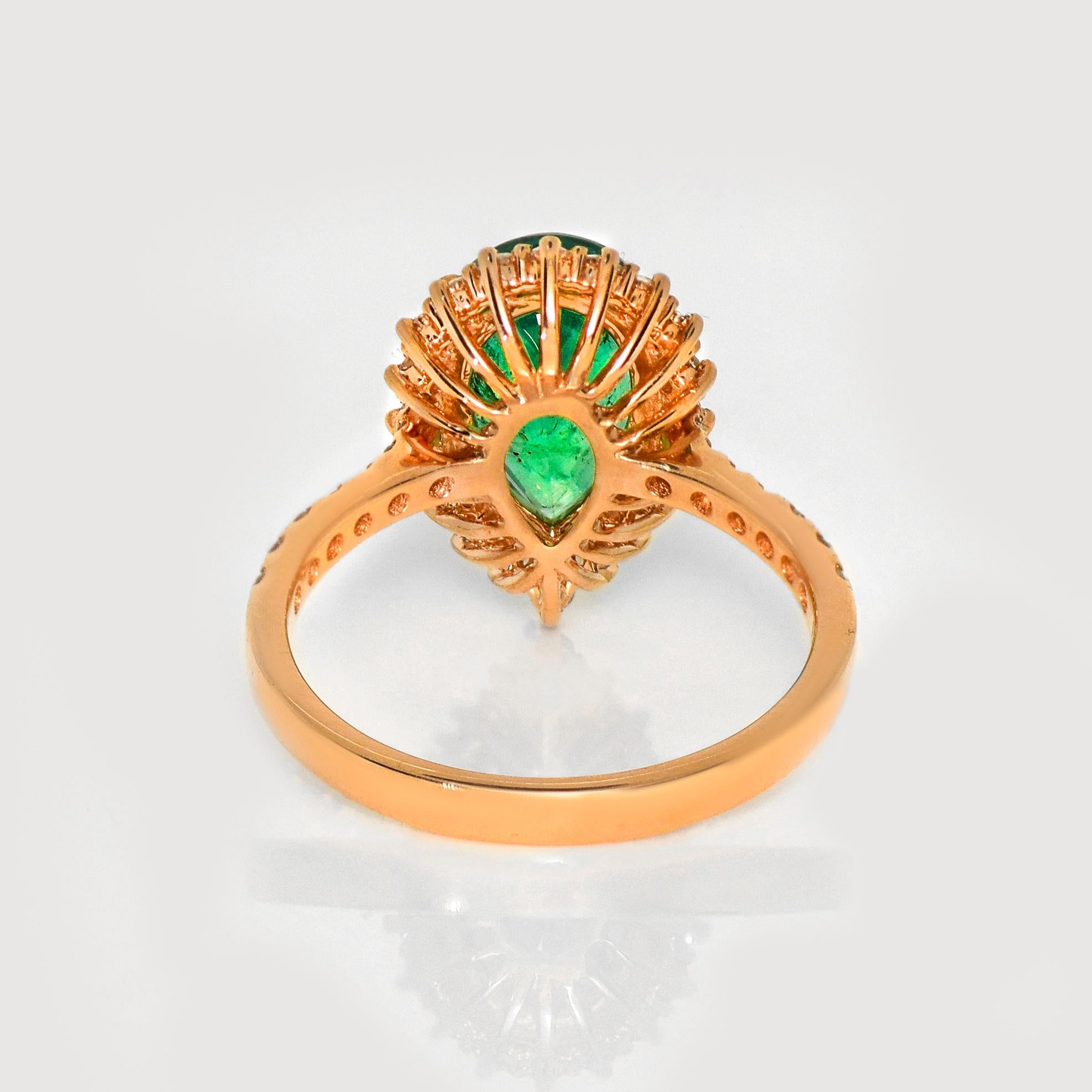 IGI 14K 2.28 Ct Natural Emerald&Diamonds Antique Engagement Ring For Sale 2