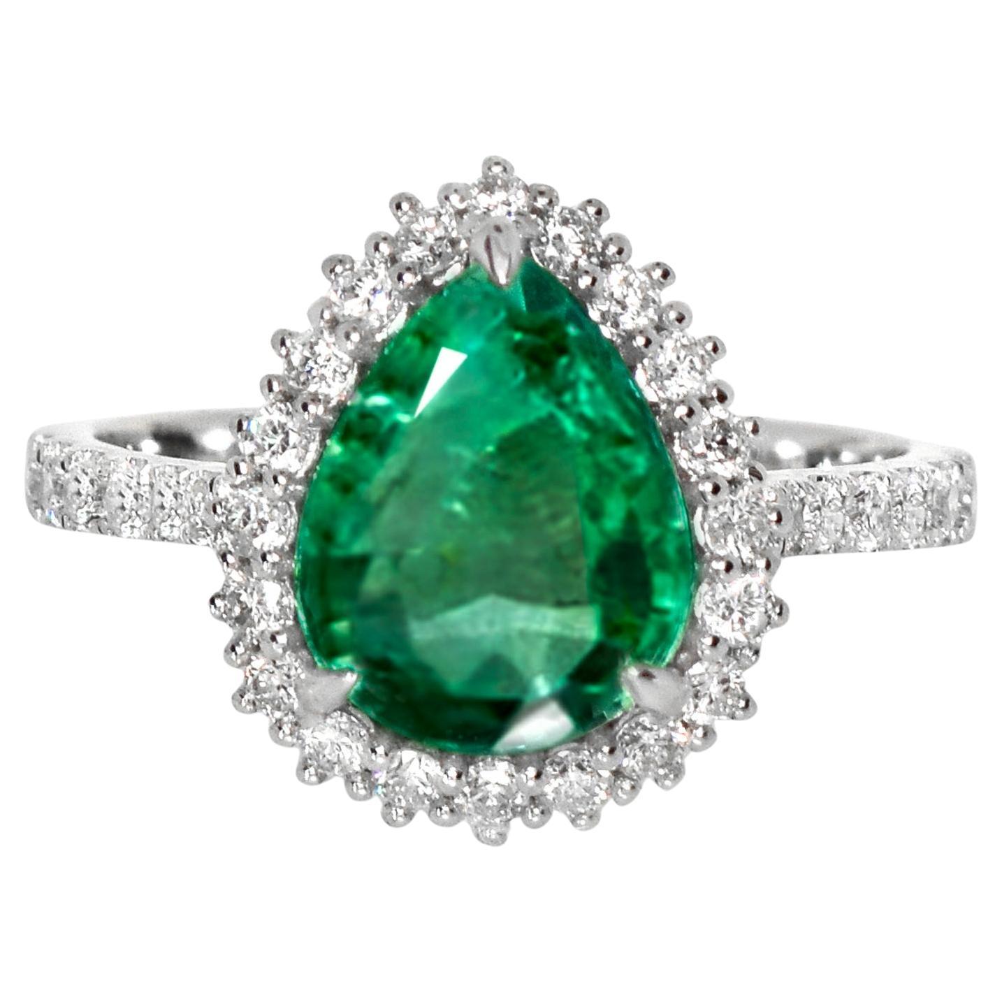 IGI 14K 2.34 Ct Natural Emerald&Diamonds Antique Engagement Ring