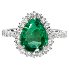 IGI 14K 2.34 Ct Natural Emerald&Diamonds Antique Engagement Ring