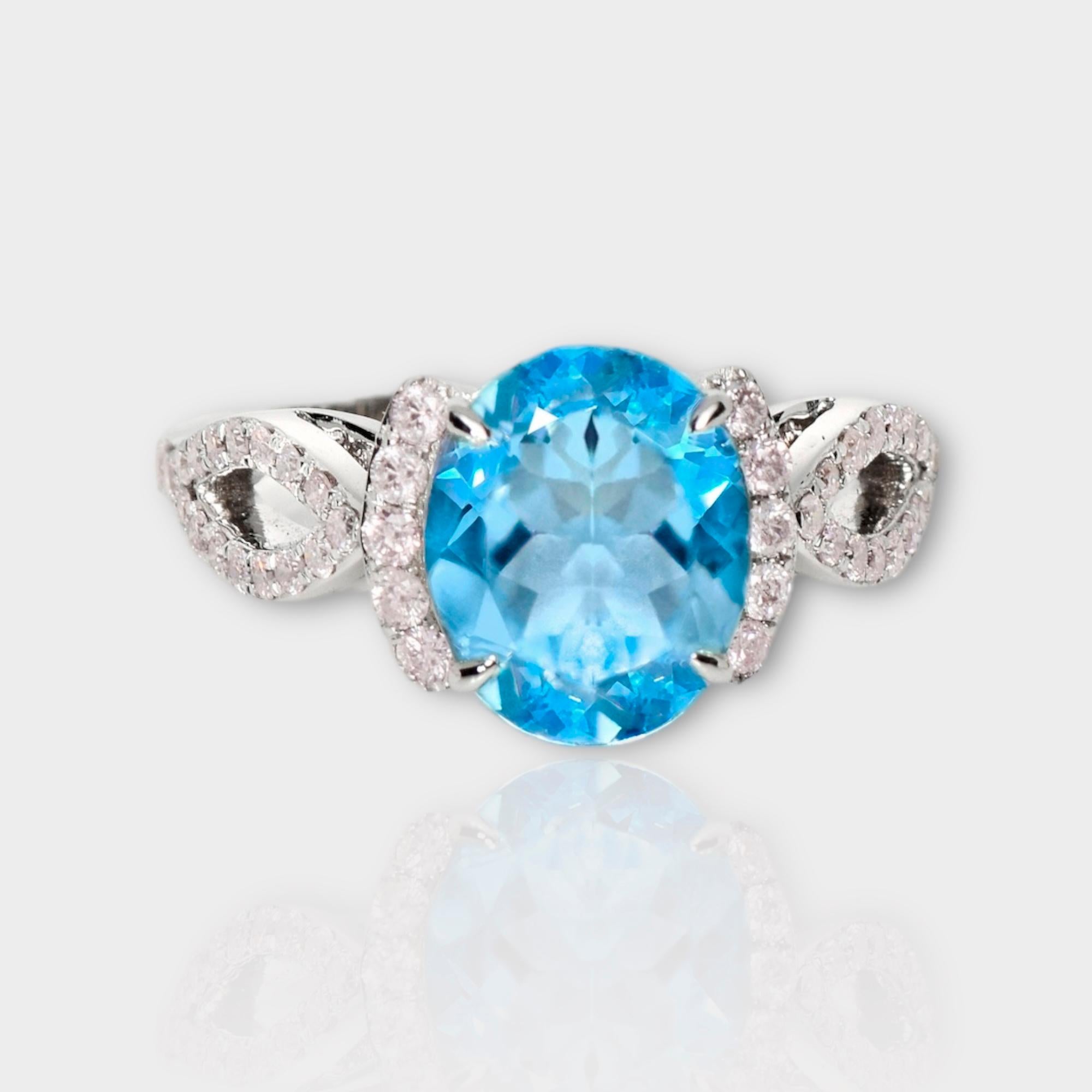 *IGI 14K 2.35 Ct Aquamarine&Pink Diamonds Antique Art Deco Style Engagement Ring*

Natural Blue Aquamarine weighing 2.35 ct set on a 14K white gold band with natural pink round brilliant cut diamonds weighing 0.37 ct.

The luxury fashion design ring