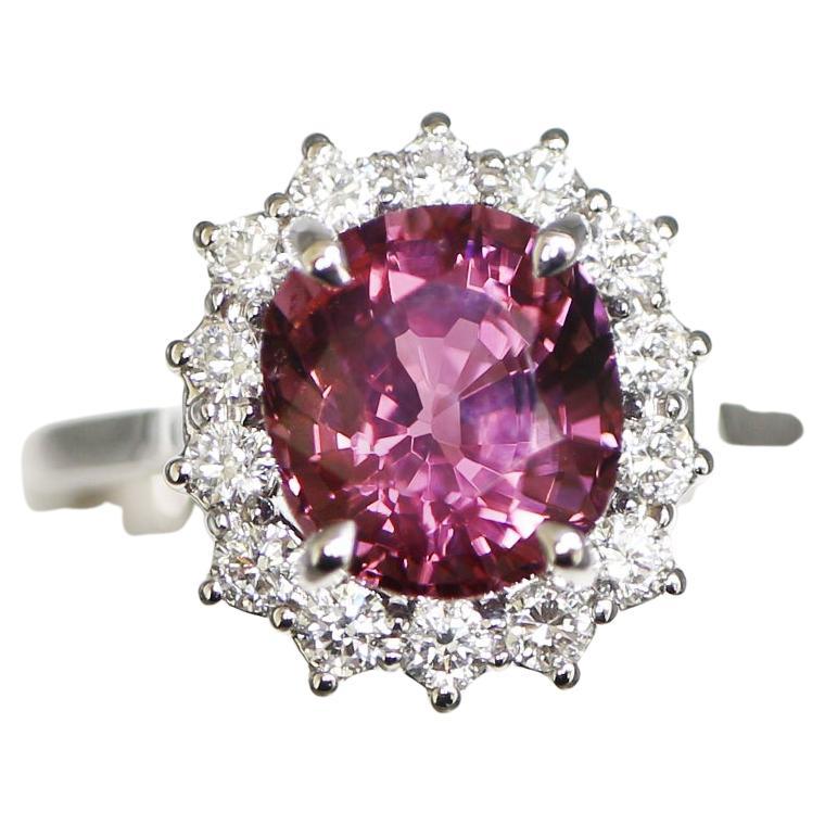 IGI 14K 2.36 Ct Spinel Diamond Antique Art Deco Style Engagement Ring