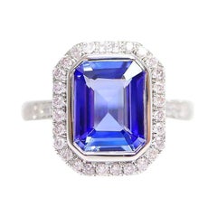 IGI 14K 2.50 ct Tanzanite&Pink Diamond Antique Art Deco Engagement Ring IGI 14K 2.50 ct Tanzanite&Pink Diamond Antique Art Deco Engagement Ring