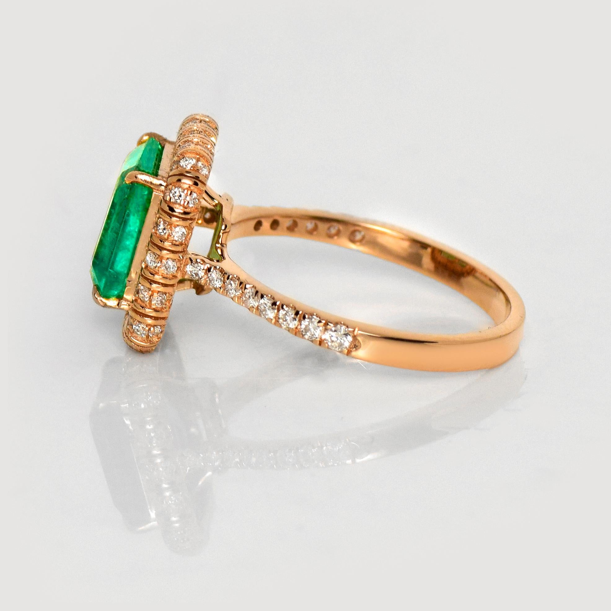 IGI 14K 2.52 Ct Natural Emerald&Diamonds Antique Engagement Ring For Sale 1