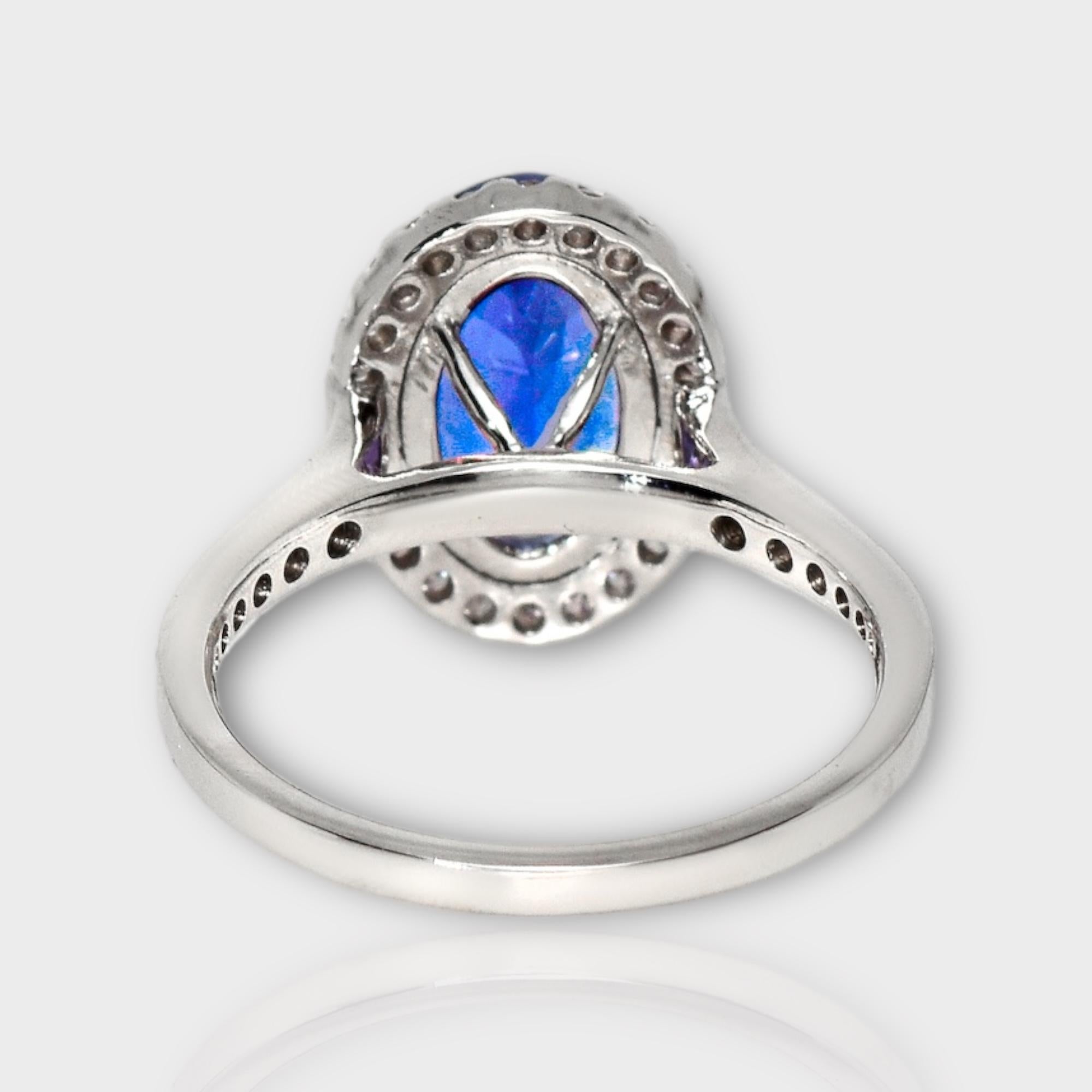 IGI 14K 2.52 ct Tanzanite&Pink Diamond Antique Art Deco Engagement Ring For Sale 1