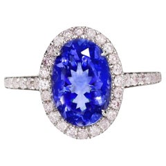 IGI 14K 2.52 ct Tanzanite&Pink Diamond Antique Art Deco Engagement Ring