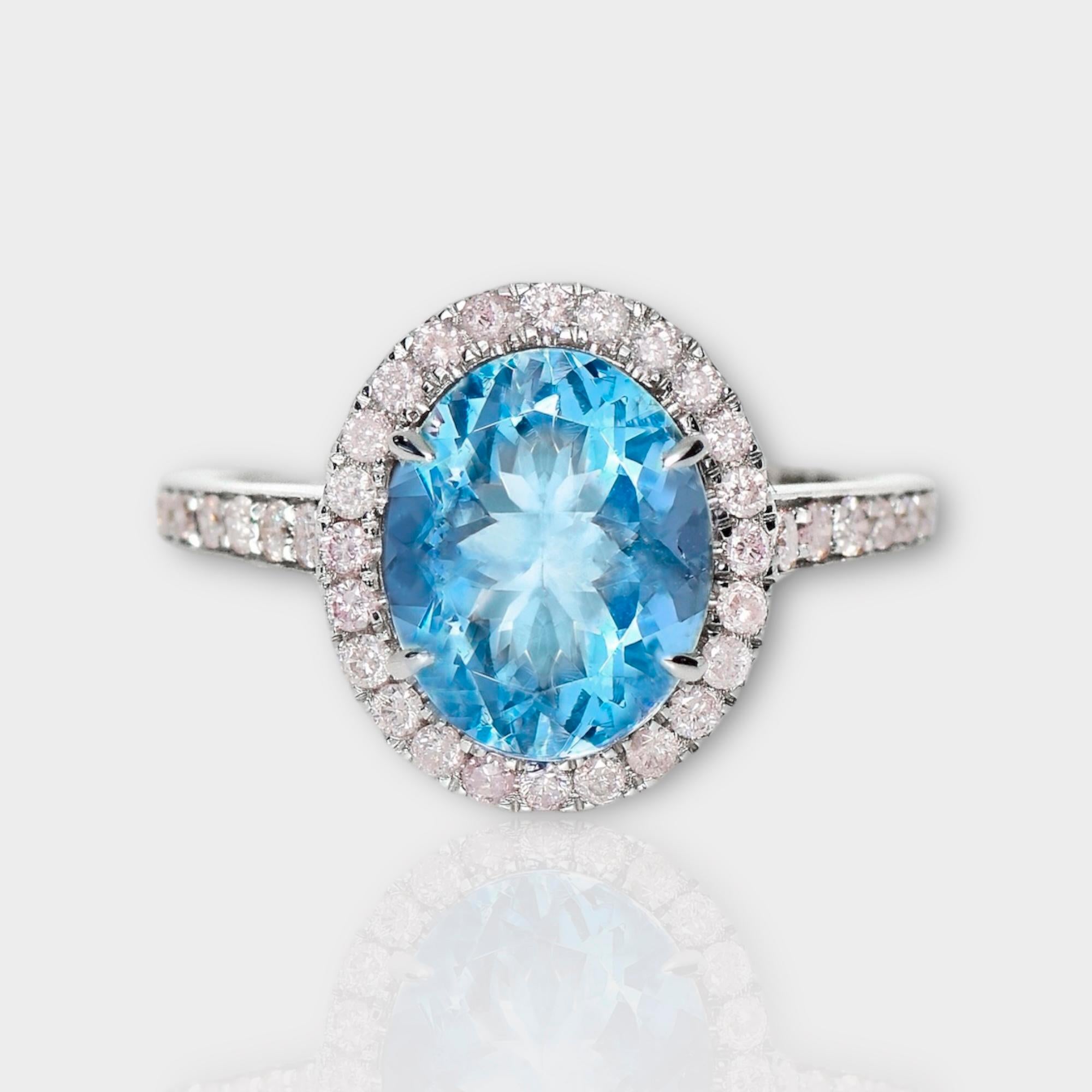 *IGI 14K 2.55 Ct Aquamarine&Pink Diamonds Antique Art Deco Style Engagement Ring* (Bague de fiançailles)

Aigue-marine bleue naturelle pesant 2,55 ct sertie sur un anneau en or blanc 14K avec des diamants roses ronds de taille brillant pesant 0,45
