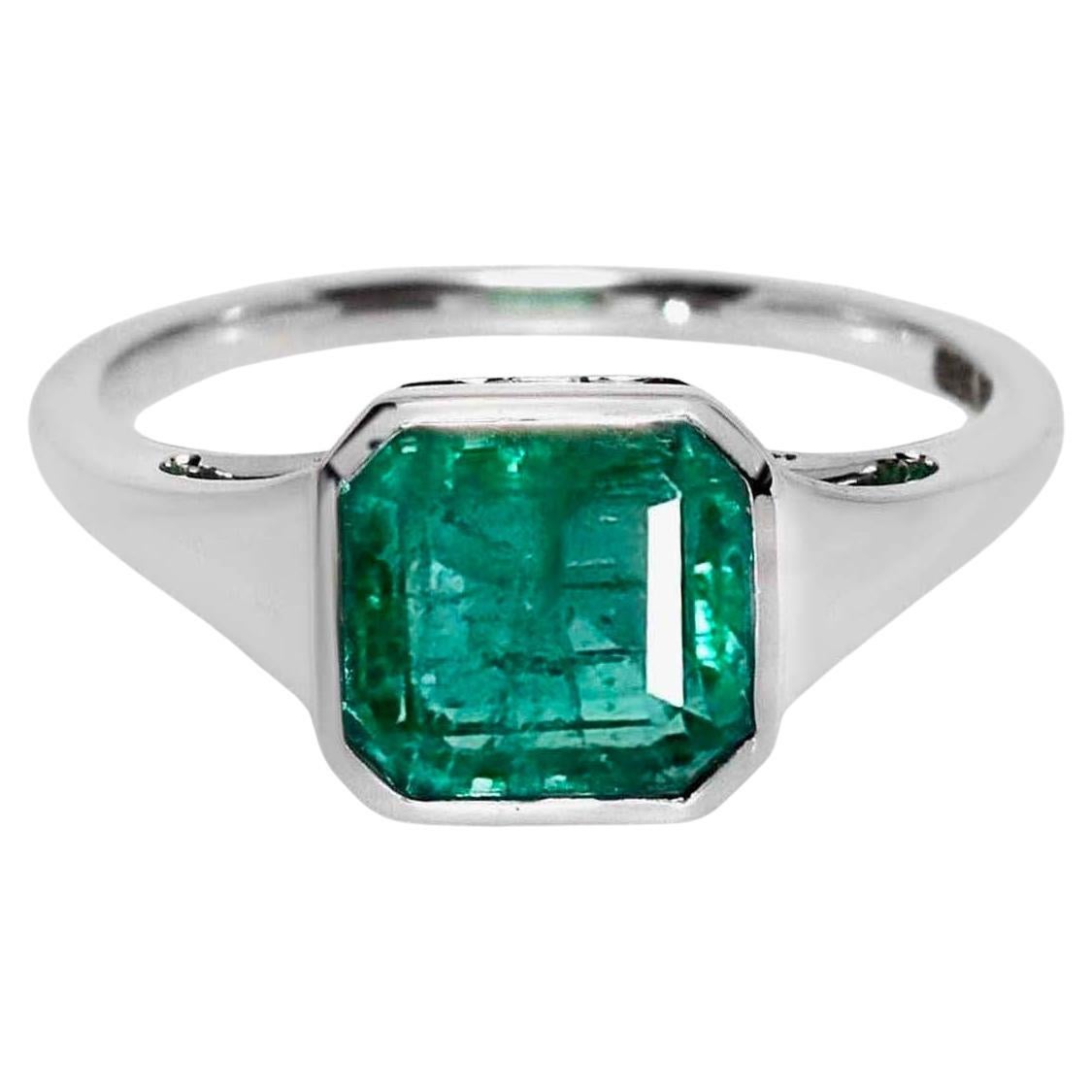 IGI 14K 2.57 Ct Natural Emerald Antique Engagement Ring