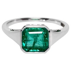 IGI 14K 2.57 Ct Natural Emerald Antique Engagement Ring