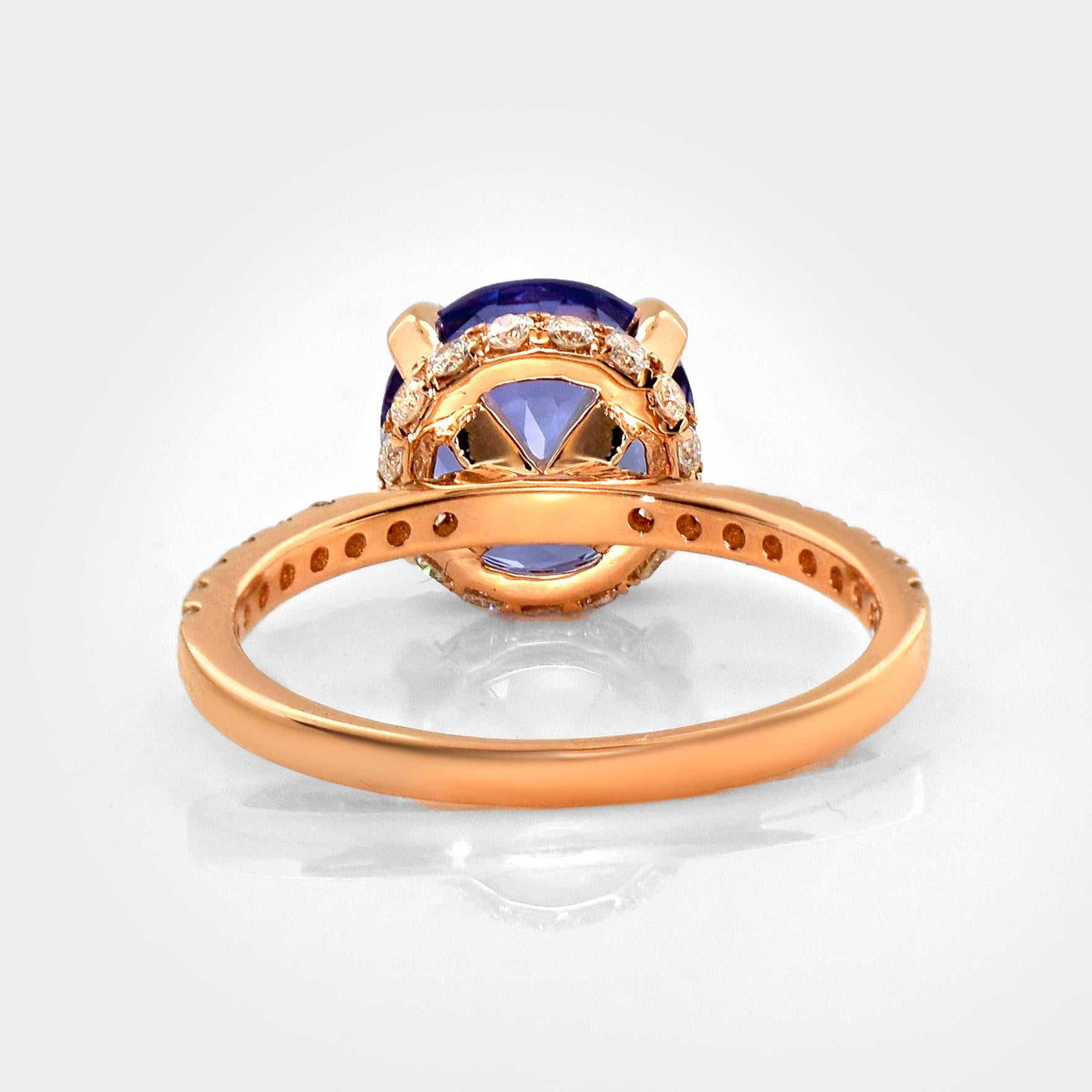 IGI 14K 2.67 Ct Natural Tanzanite&Diamonds Antique Engagement Ring For Sale 2
